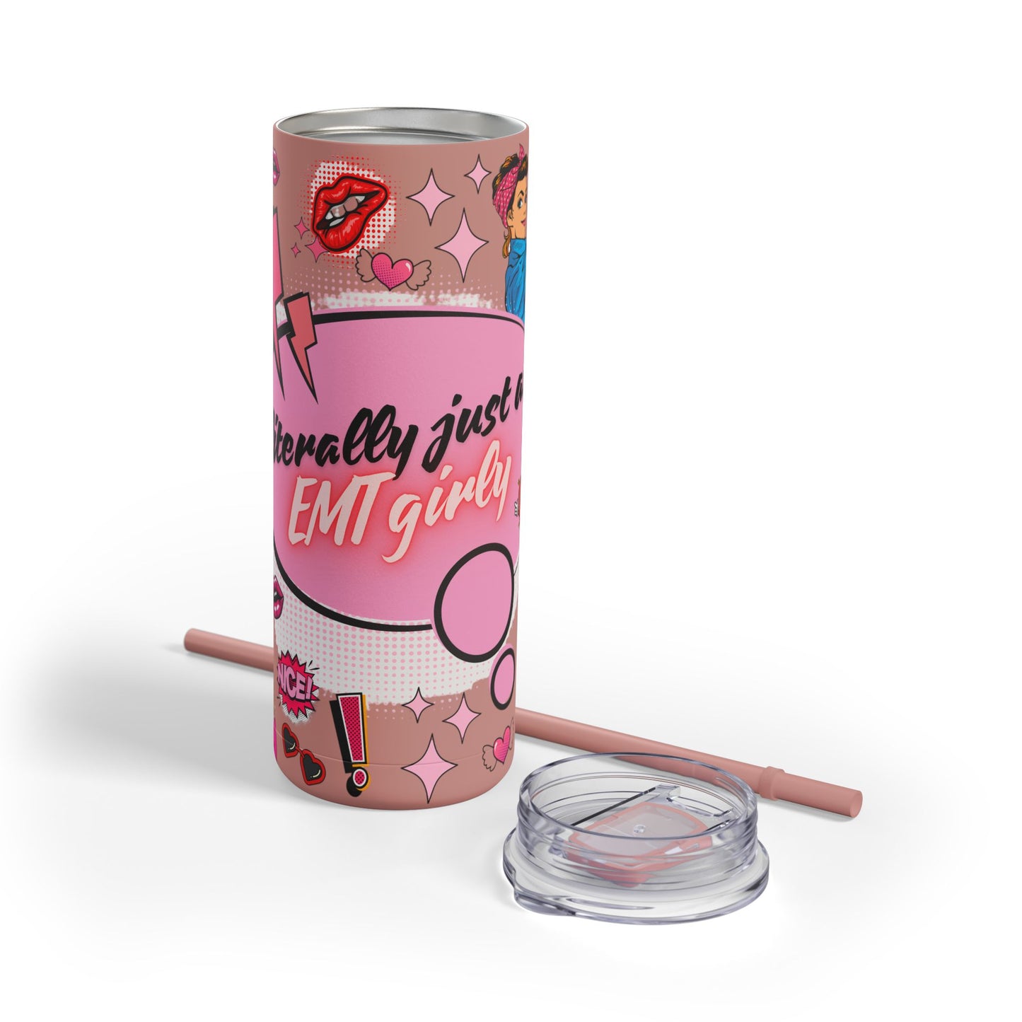 EMT Girly Skinny Tumbler - 20oz Matte Drinkware for Medical Professionals