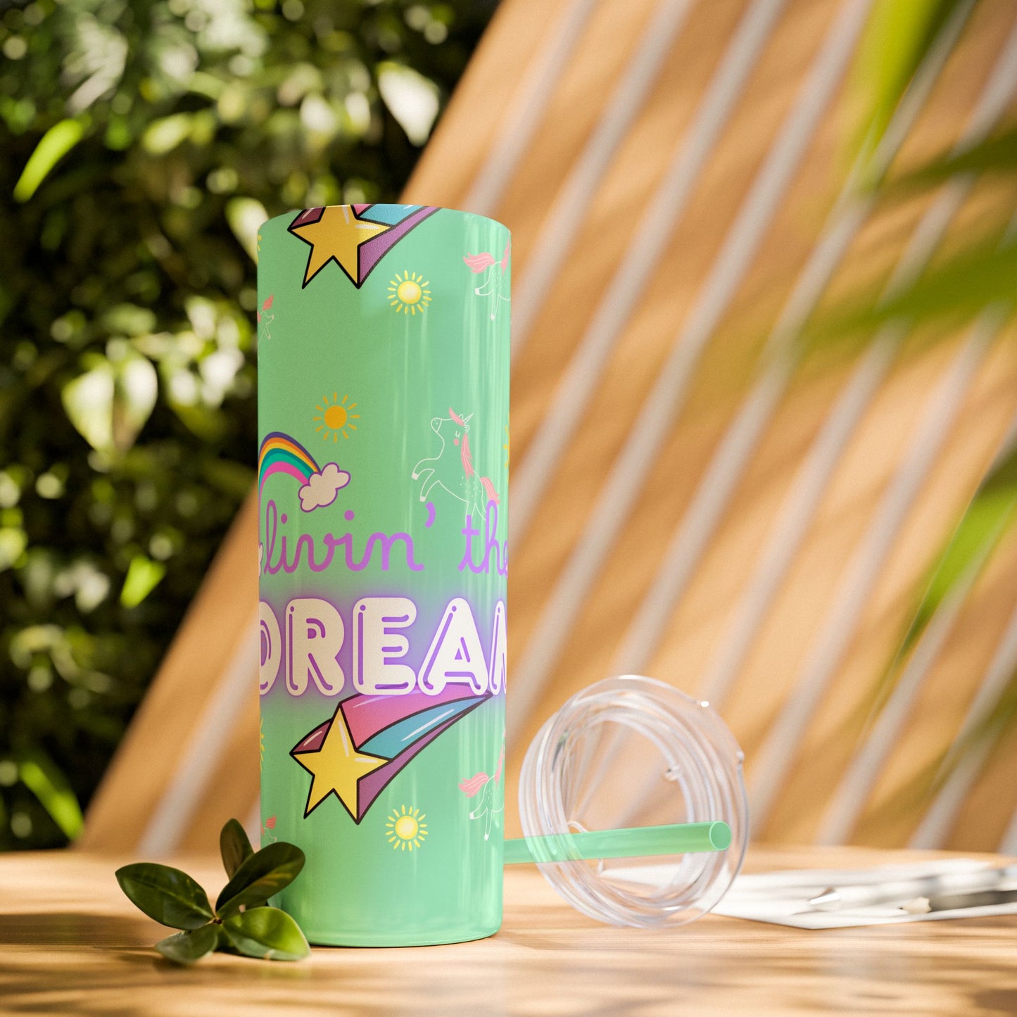 Living the Dream Skinny Tumbler with Straw - 20oz Inspirational Drinkware funny gift for nurses, EMT’s, paramedics, teachers