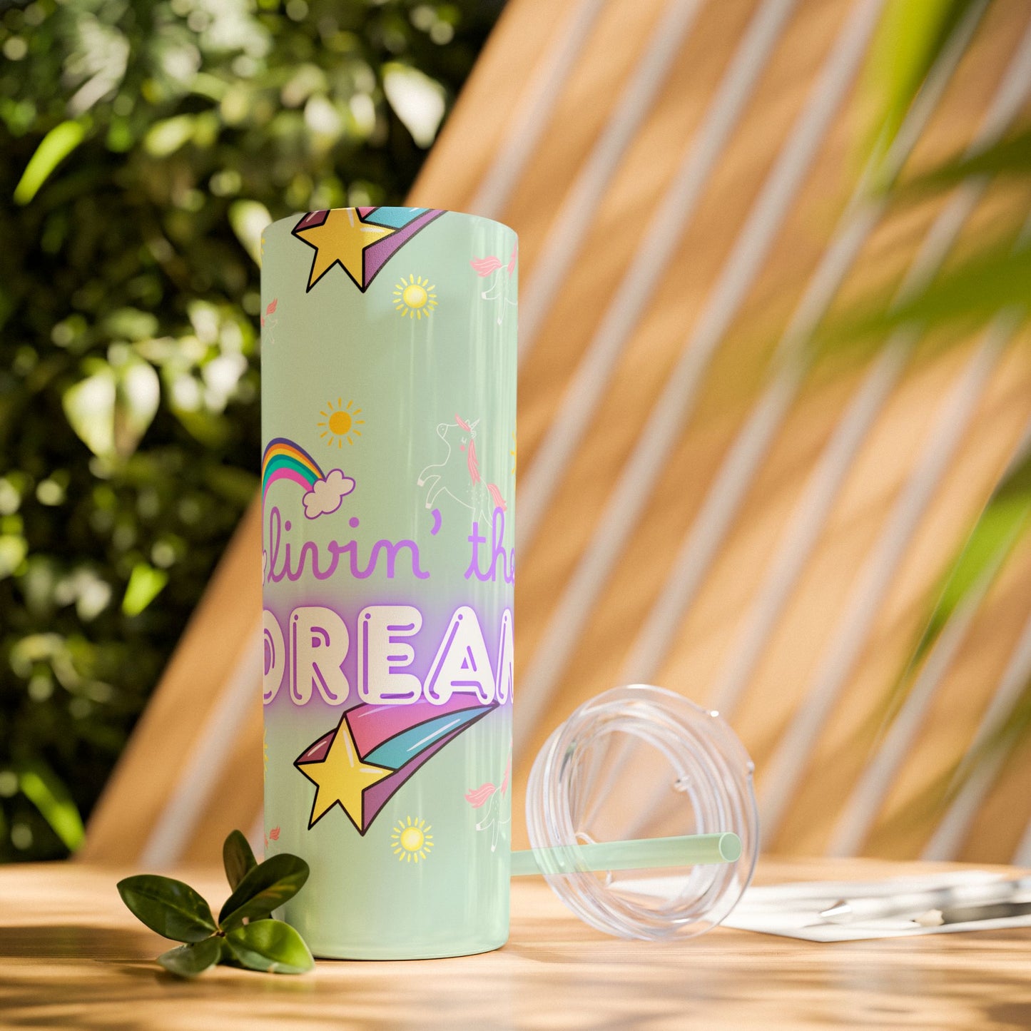 Living the Dream Skinny Tumbler with Straw - 20oz Inspirational Drinkware funny gift for nurses, EMT’s, paramedics, teachers