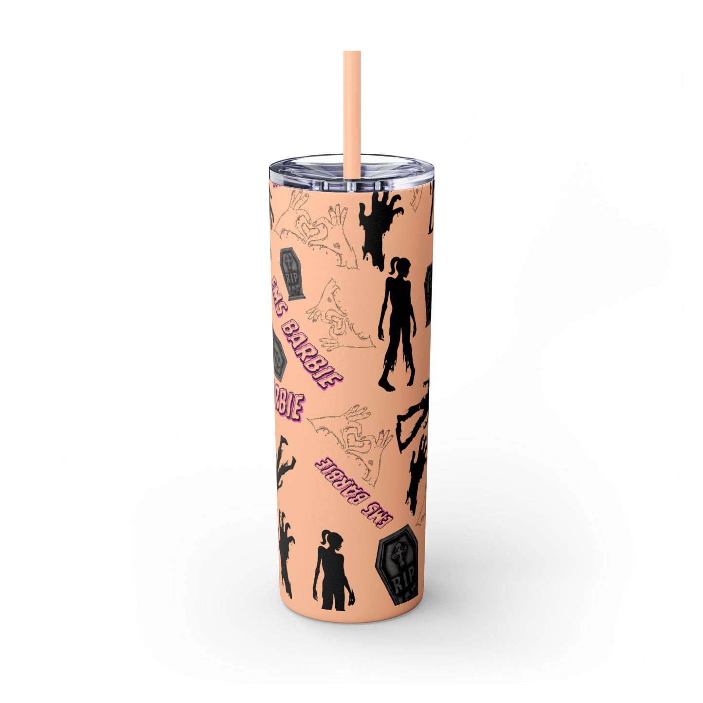 EMS Barbie Skinny Tumbler with Straw | EMS Travel Cup | zombie Drinkware| EMT Gift |Horror Movie Lover Cup