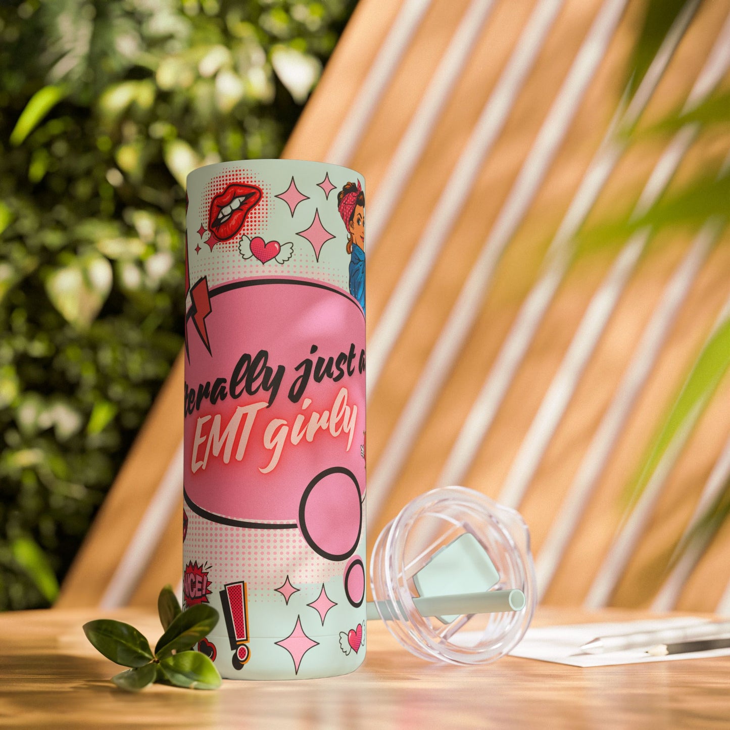 EMT Girly Skinny Tumbler - 20oz Matte Drinkware for Medical Professionals