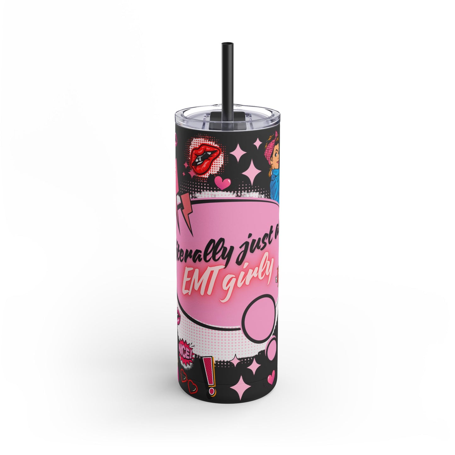 EMT Girly Skinny Tumbler - 20oz Matte Drinkware for Medical Professionals
