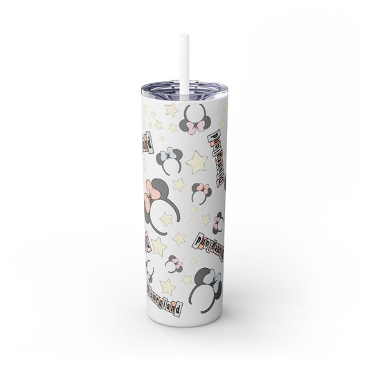 Disneyland Skinny Tumbler with Straw - 20oz - Cute Mickey Mouse Design for Theme Park Lovers