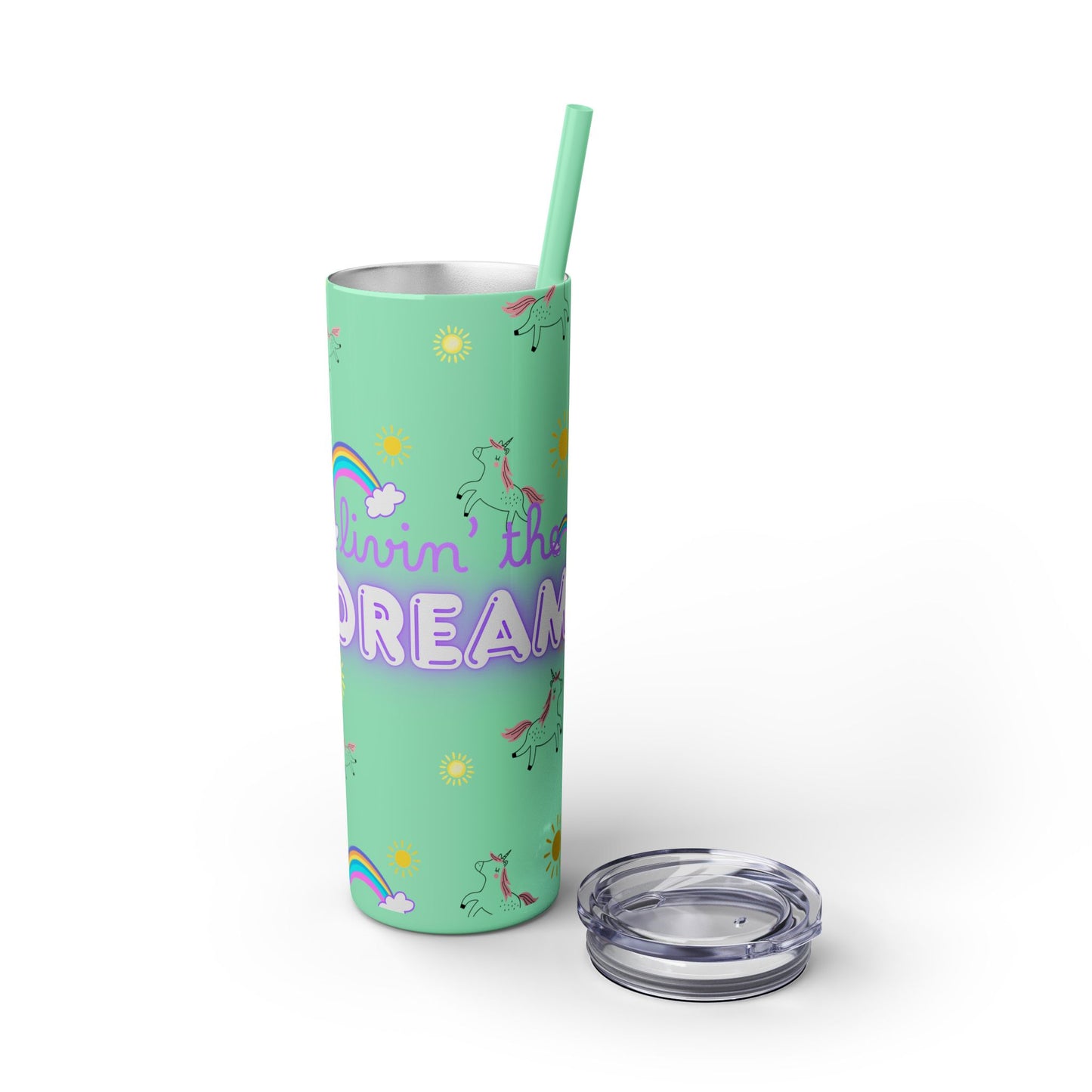Motivational Unicorn Tumbler - 20oz "Livin' the Dream" funny gift for nurses, EMT’s, paramedics