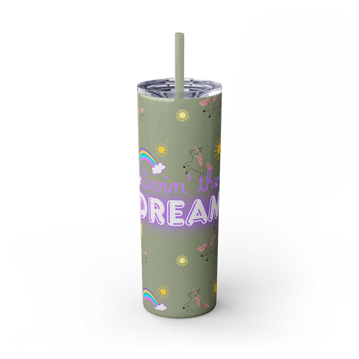 Motivational Unicorn Tumbler - 20oz "Livin' the Dream" funny gift for nurses, EMT’s, paramedics