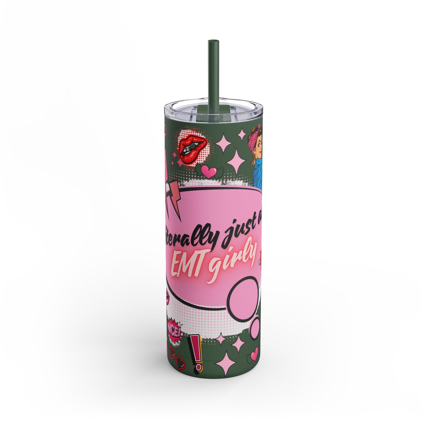 EMT Girly Skinny Tumbler - 20oz Matte Drinkware for Medical Professionals