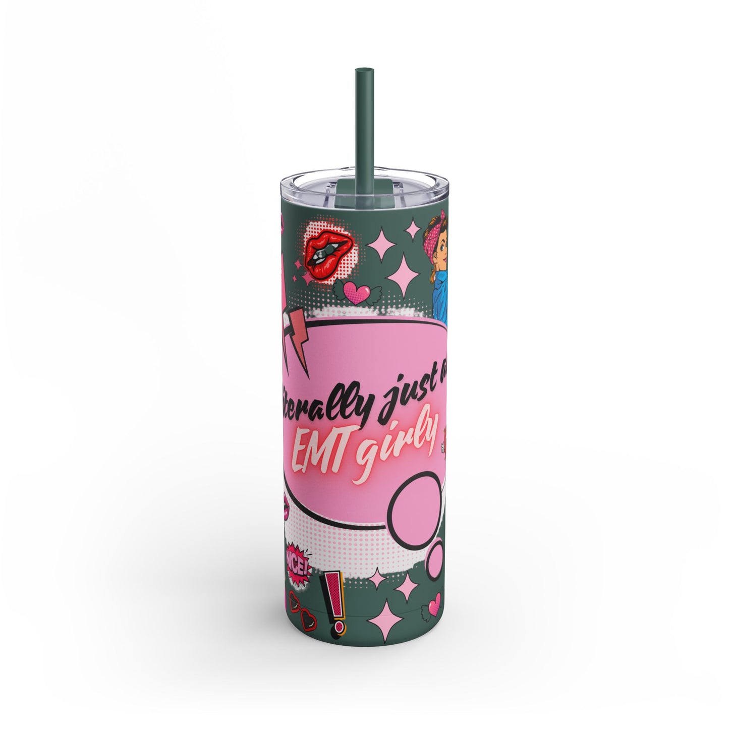 EMT Girly Skinny Tumbler - 20oz Matte Drinkware for Medical Professionals