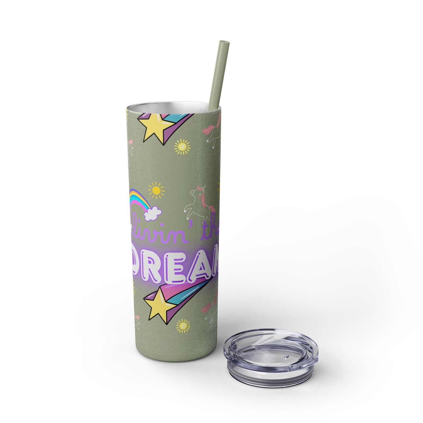 Living the Dream Skinny Tumbler with Straw - 20oz Inspirational Drinkware funny gift for nurses, EMT’s, paramedics, teachers