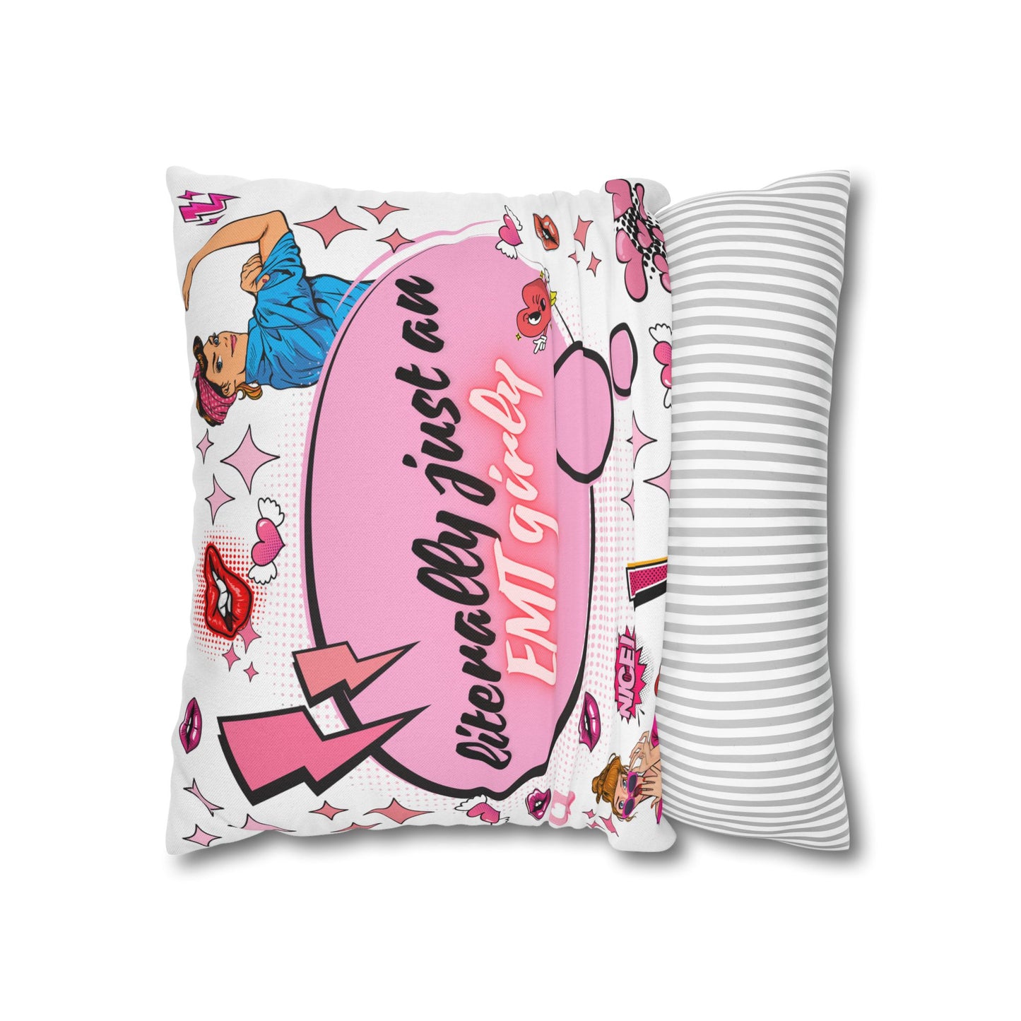 Literally Just an EMT Girly Pillowcase, Fun Decor, Gift for EMTs, Hospital Decor, Nursing Home Accent, Quirky Home Decor