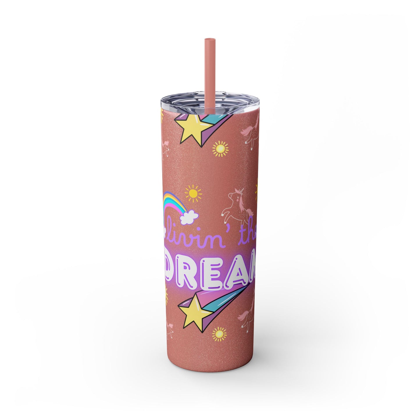 Living the Dream Skinny Tumbler with Straw - 20oz Inspirational Drinkware funny gift for nurses, EMT’s, paramedics, teachers
