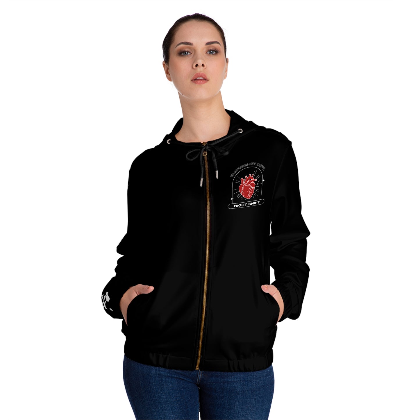 Emergency Department Women's Full-Zip Hoodie, Casual Layering Jacket, Comfortable Sportswear, Gifts for Nurses, Health Worker Apparel