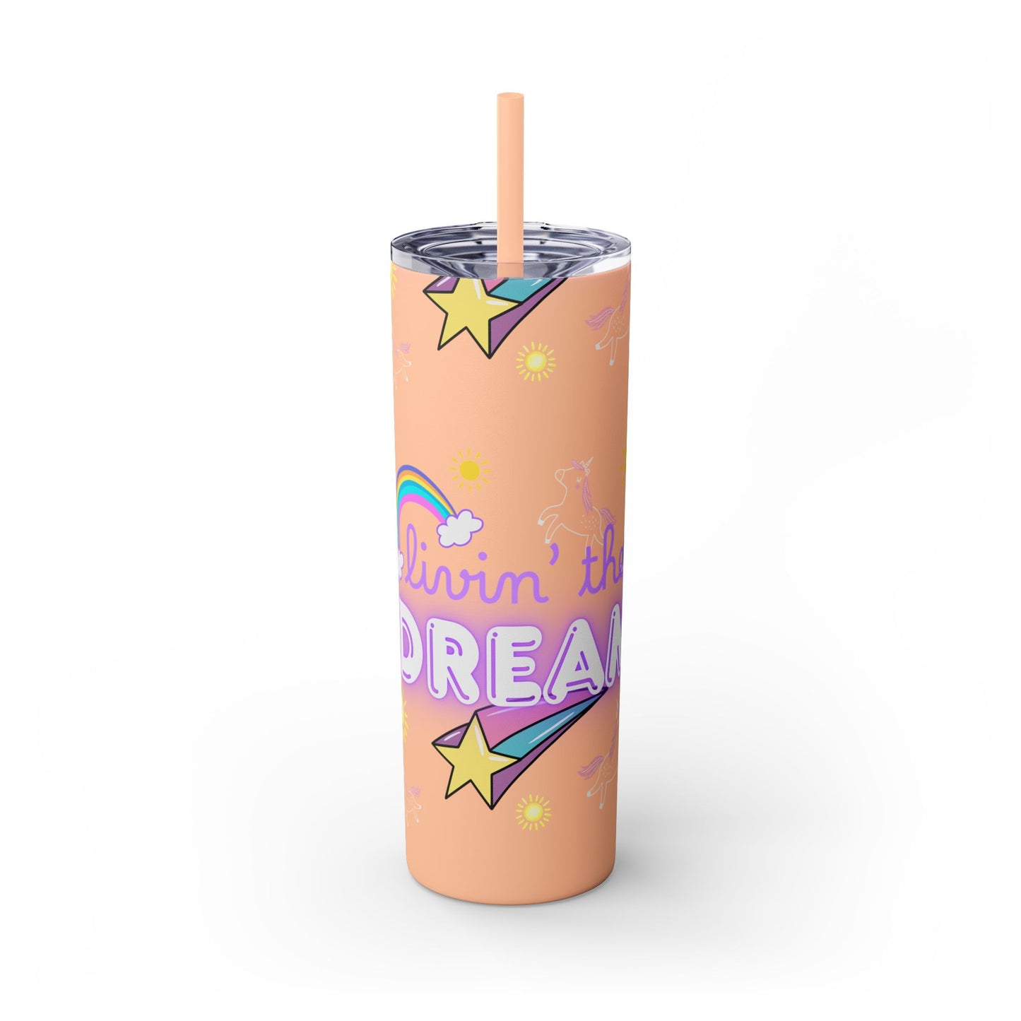 Living the Dream Skinny Tumbler with Straw - 20oz Inspirational Drinkware funny gift for nurses, EMT’s, paramedics, teachers