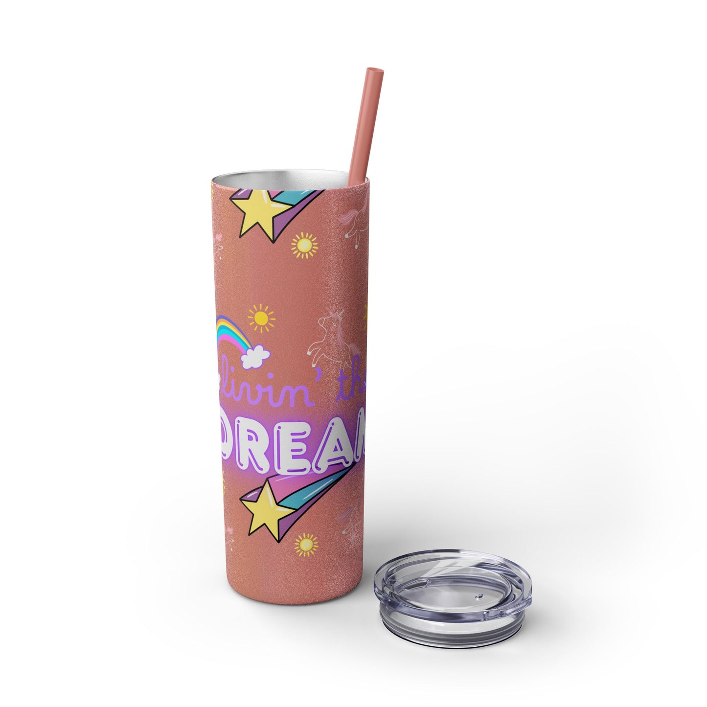 Living the Dream Skinny Tumbler with Straw - 20oz Inspirational Drinkware funny gift for nurses, EMT’s, paramedics, teachers