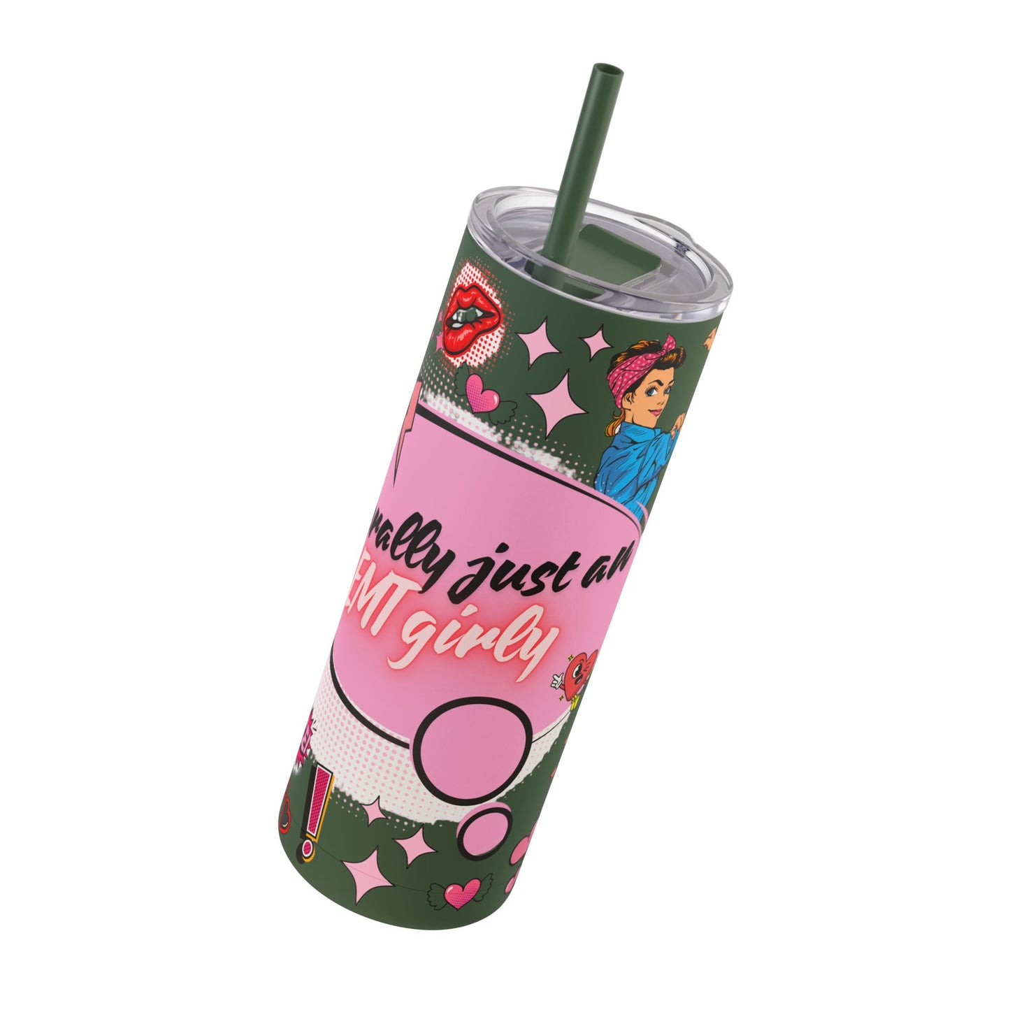EMT Girly Skinny Tumbler - 20oz Matte Drinkware for Medical Professionals