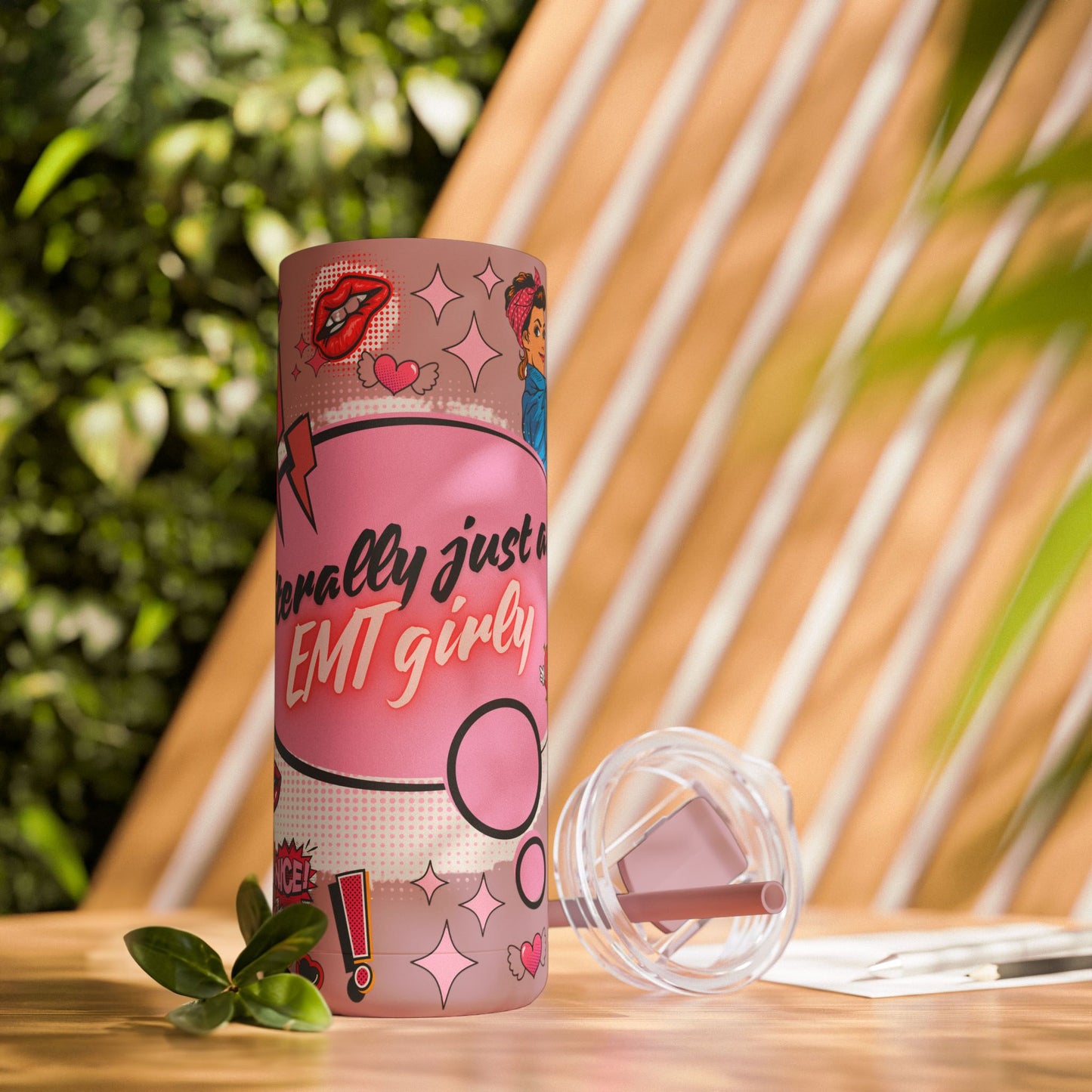 EMT Girly Skinny Tumbler - 20oz Matte Drinkware for Medical Professionals