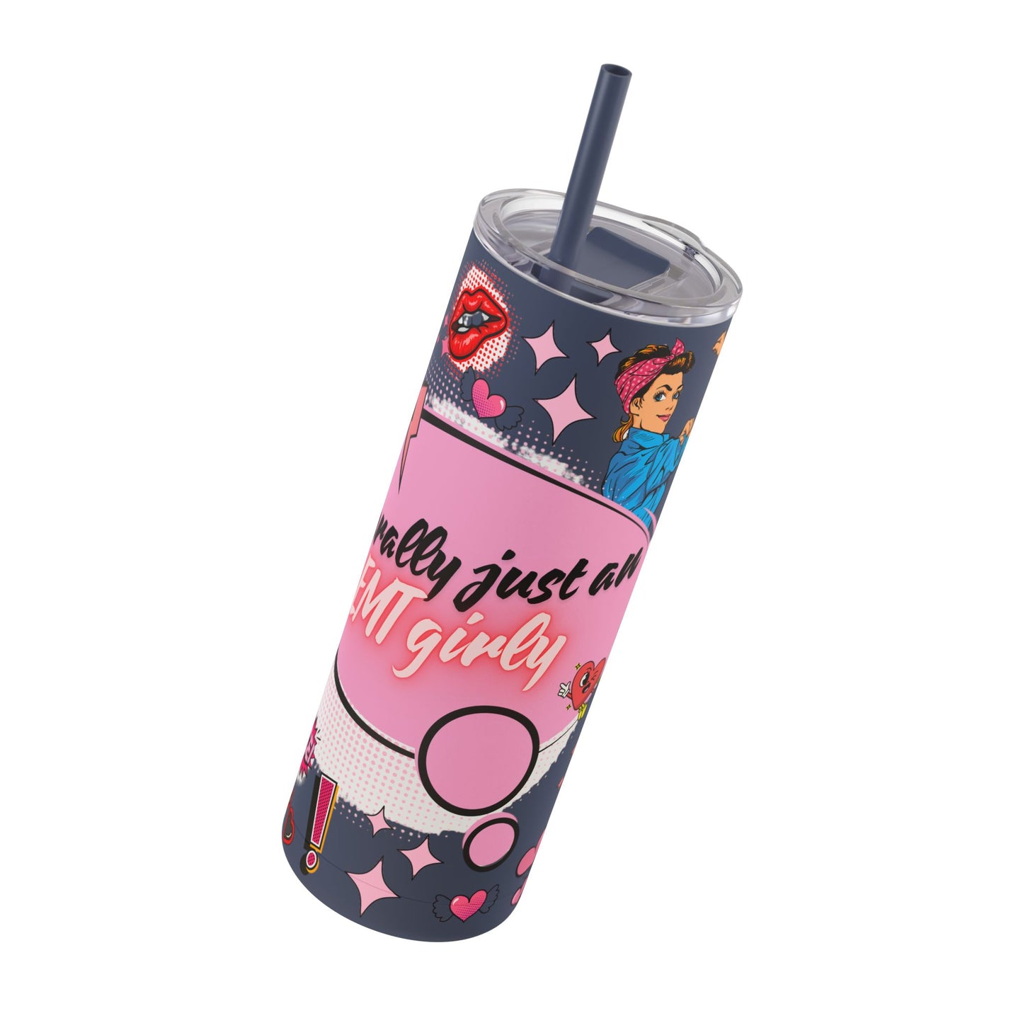 EMT Girly Skinny Tumbler - 20oz Matte Drinkware for Medical Professionals