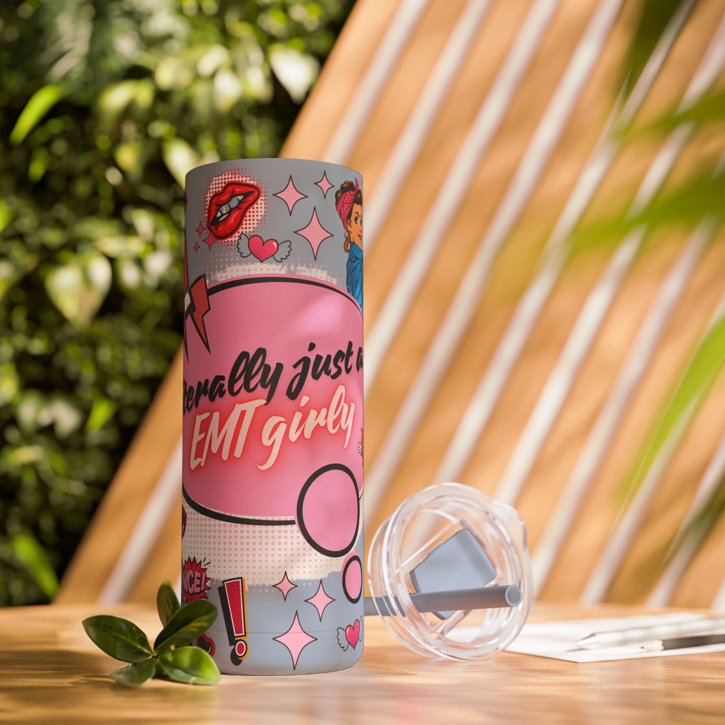 EMT Girly Skinny Tumbler - 20oz Matte Drinkware for Medical Professionals