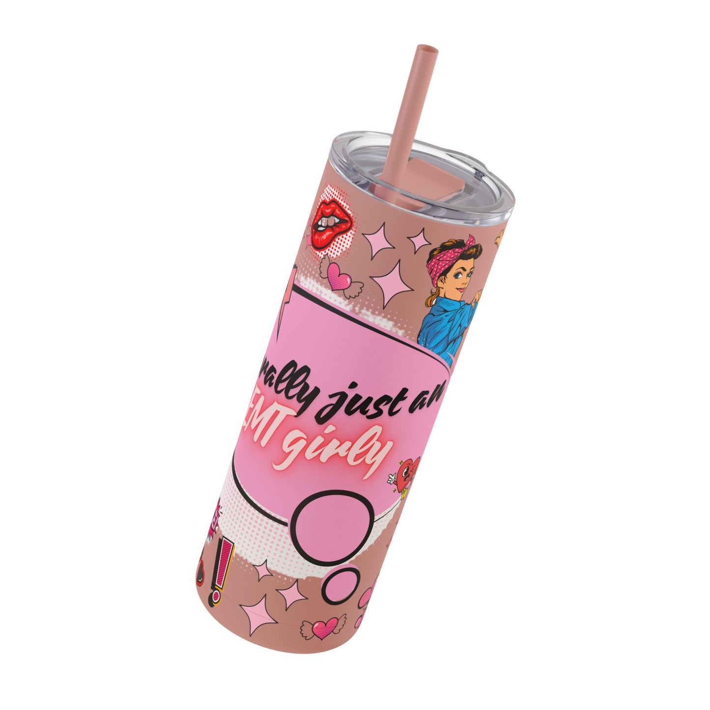 EMT Girly Skinny Tumbler - 20oz Matte Drinkware for Medical Professionals