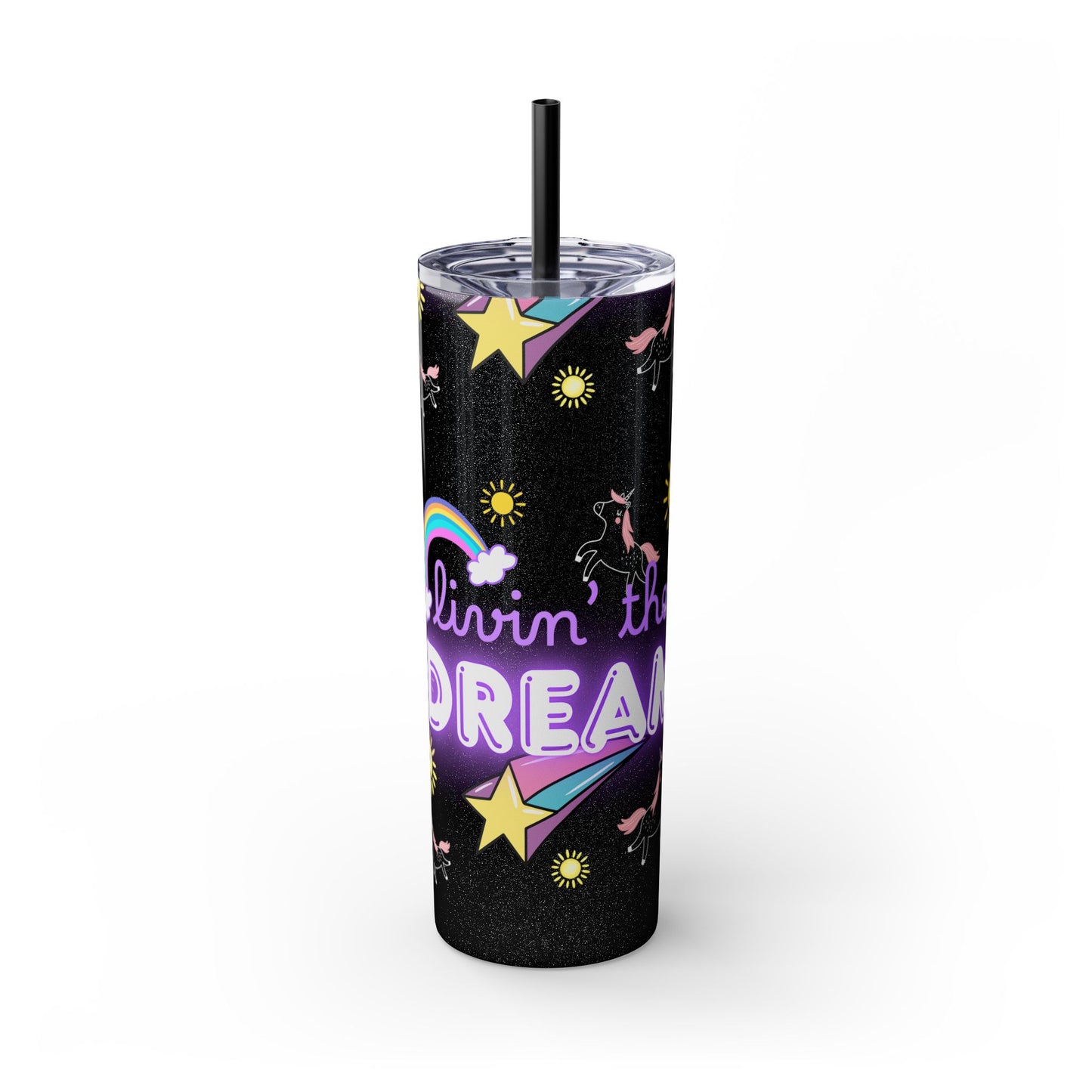 Living the Dream Skinny Tumbler with Straw - 20oz Inspirational Drinkware funny gift for nurses, EMT’s, paramedics, teachers
