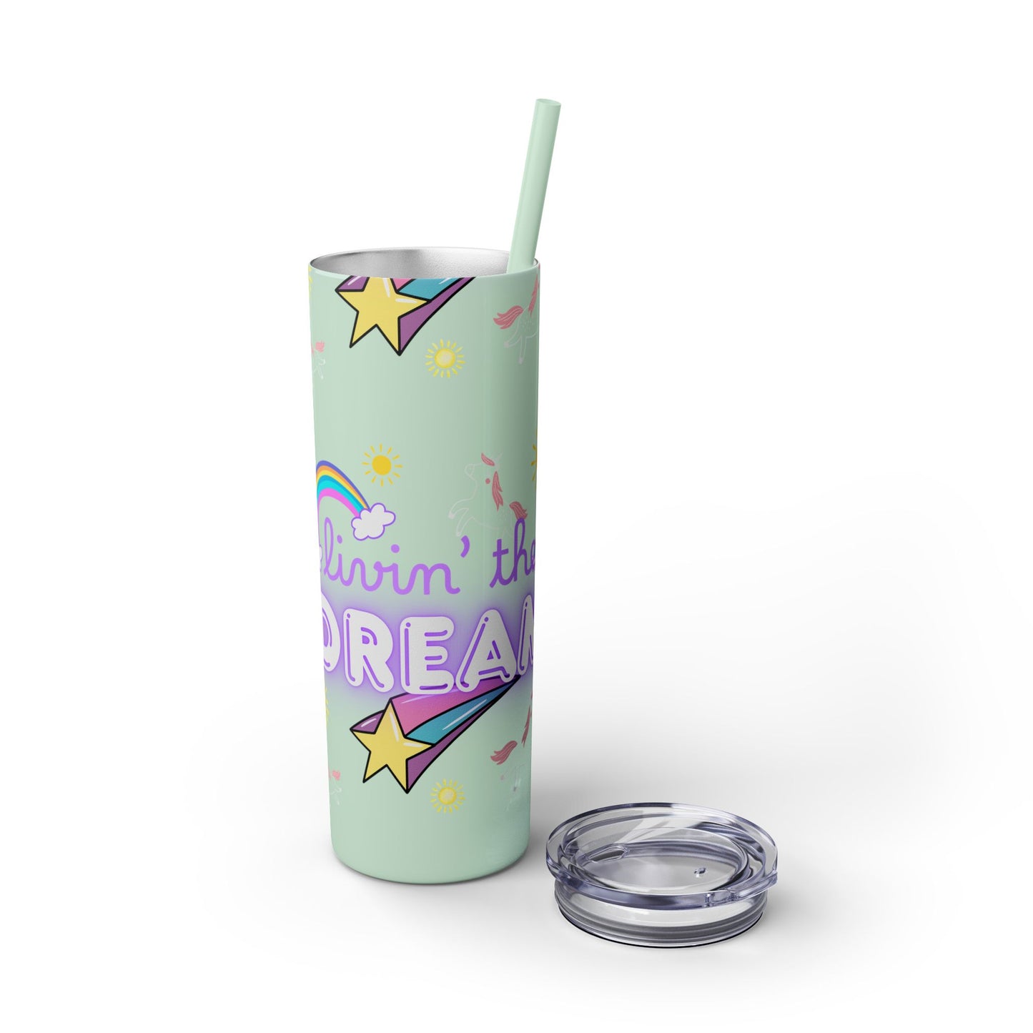 Living the Dream Skinny Tumbler with Straw - 20oz Inspirational Drinkware funny gift for nurses, EMT’s, paramedics, teachers