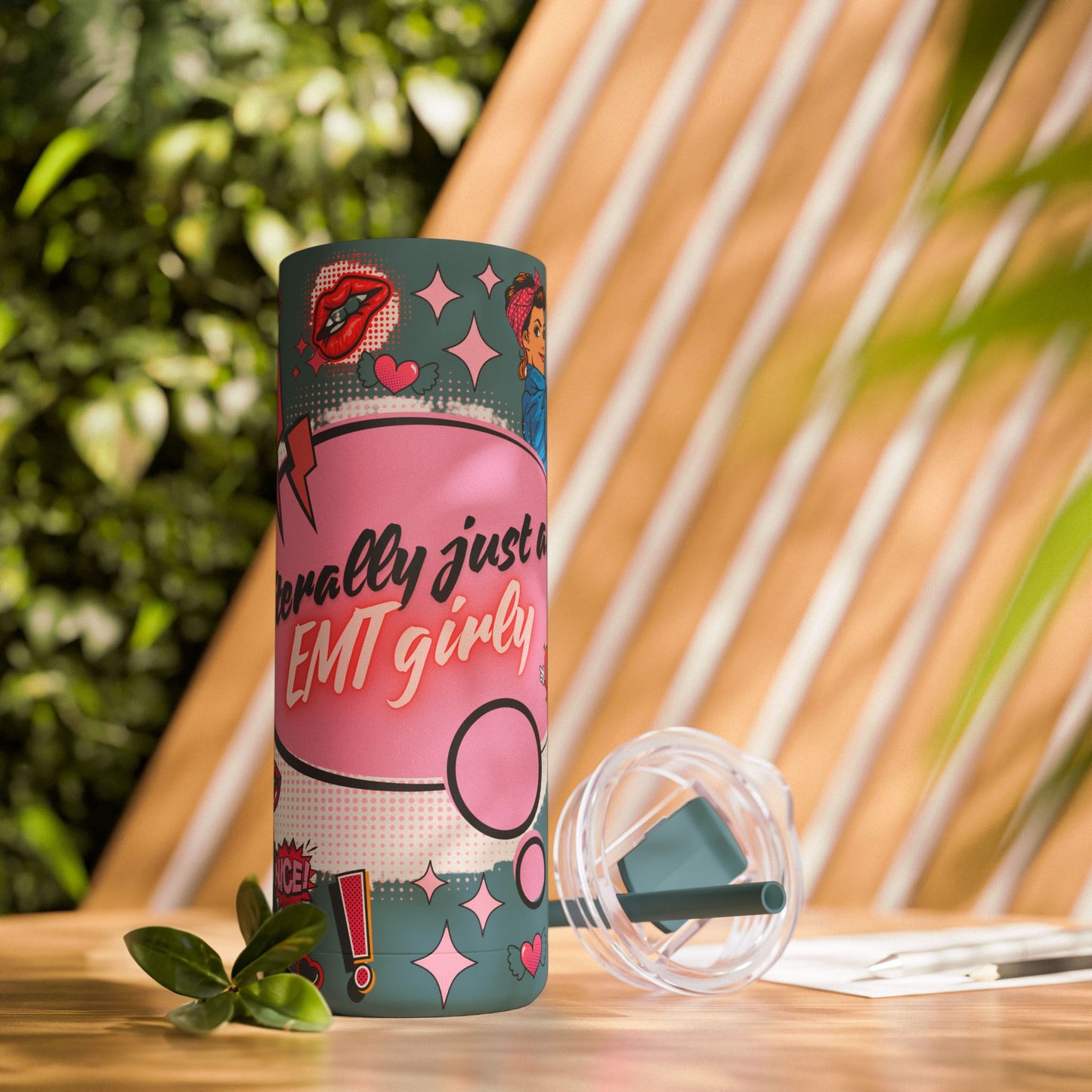 EMT Girly Skinny Tumbler - 20oz Matte Drinkware for Medical Professionals