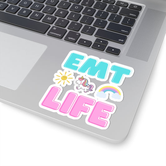 EMT Life Kiss-Cut Stickers - Sunshine & Rainbow Design for Emergency Medical Technicians