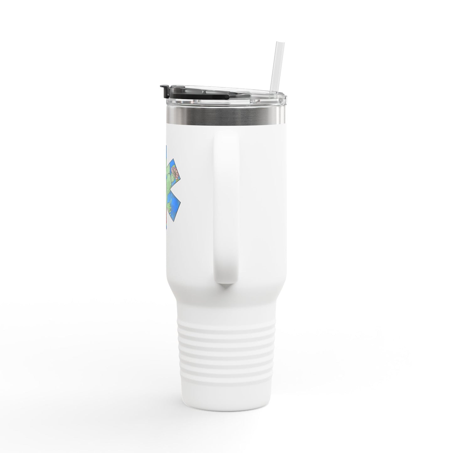 EMS Star of Life, EMT, Paramedic, Arizona Cactus Design 40oz Insulated Travel Mug - Perfect for Adventurers & Healthcare Workers