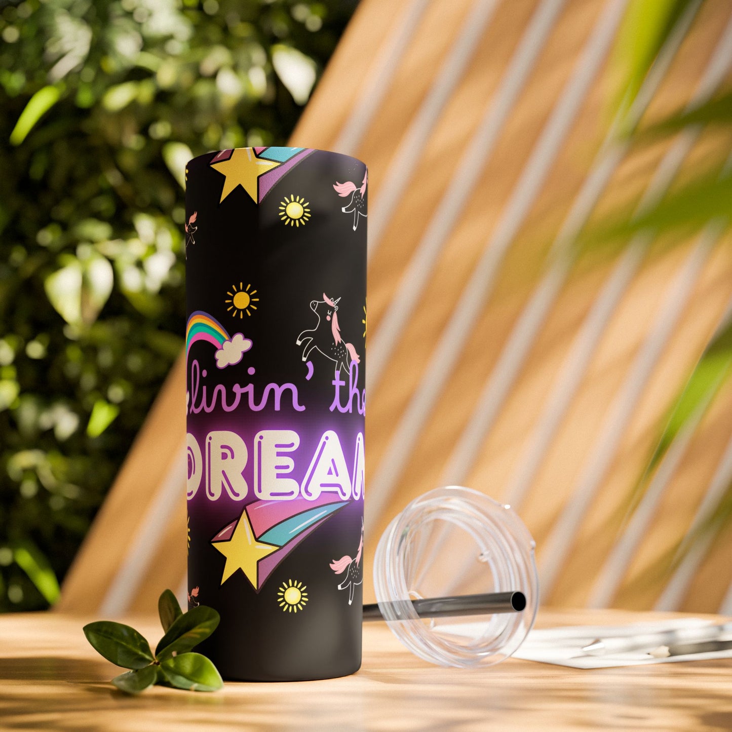 Living the Dream Skinny Tumbler with Straw - 20oz Inspirational Drinkware funny gift for nurses, EMT’s, paramedics, teachers