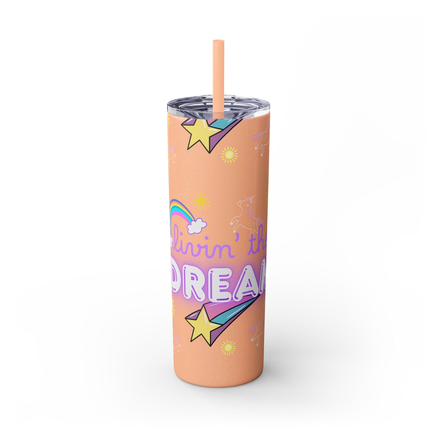 Living the Dream Skinny Tumbler with Straw - 20oz Inspirational Drinkware funny gift for nurses, EMT’s, paramedics, teachers