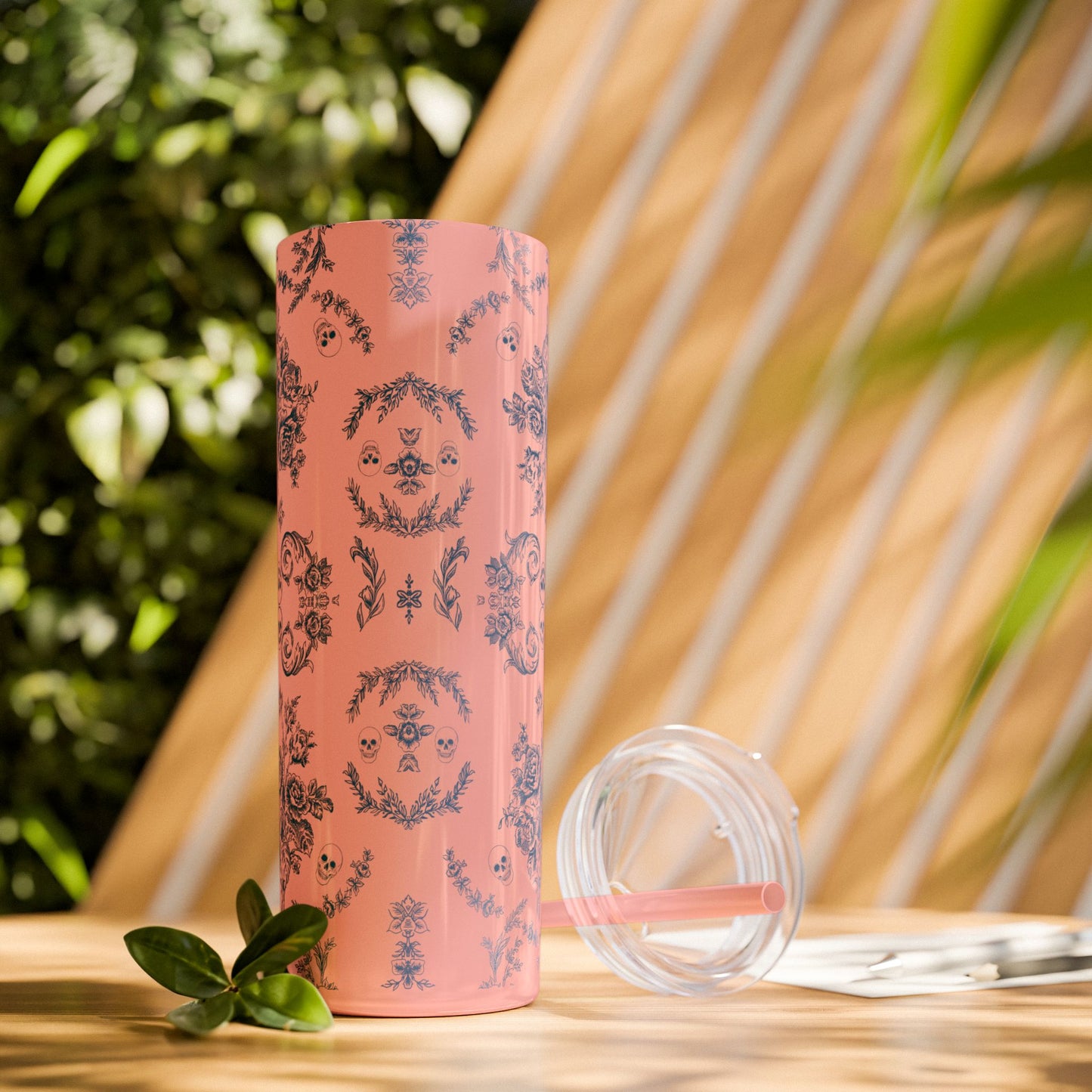 Old Money Halloween Floral Skinny Tumbler with Straw, 20oz | Perfect for Coffee, Tea, Smoothies, Eco-Friendly Drinkware, Gift Idea