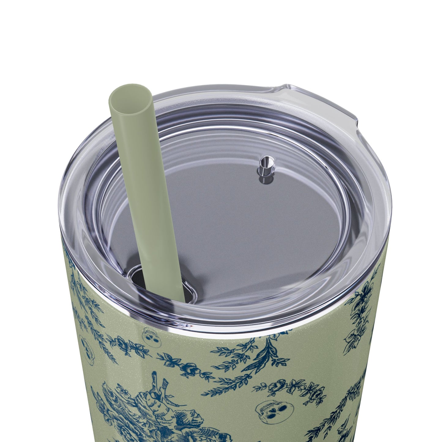 Old Money Halloween Floral Skinny Tumbler with Straw, 20oz | Perfect for Coffee, Tea, Smoothies, Eco-Friendly Drinkware, Gift Idea