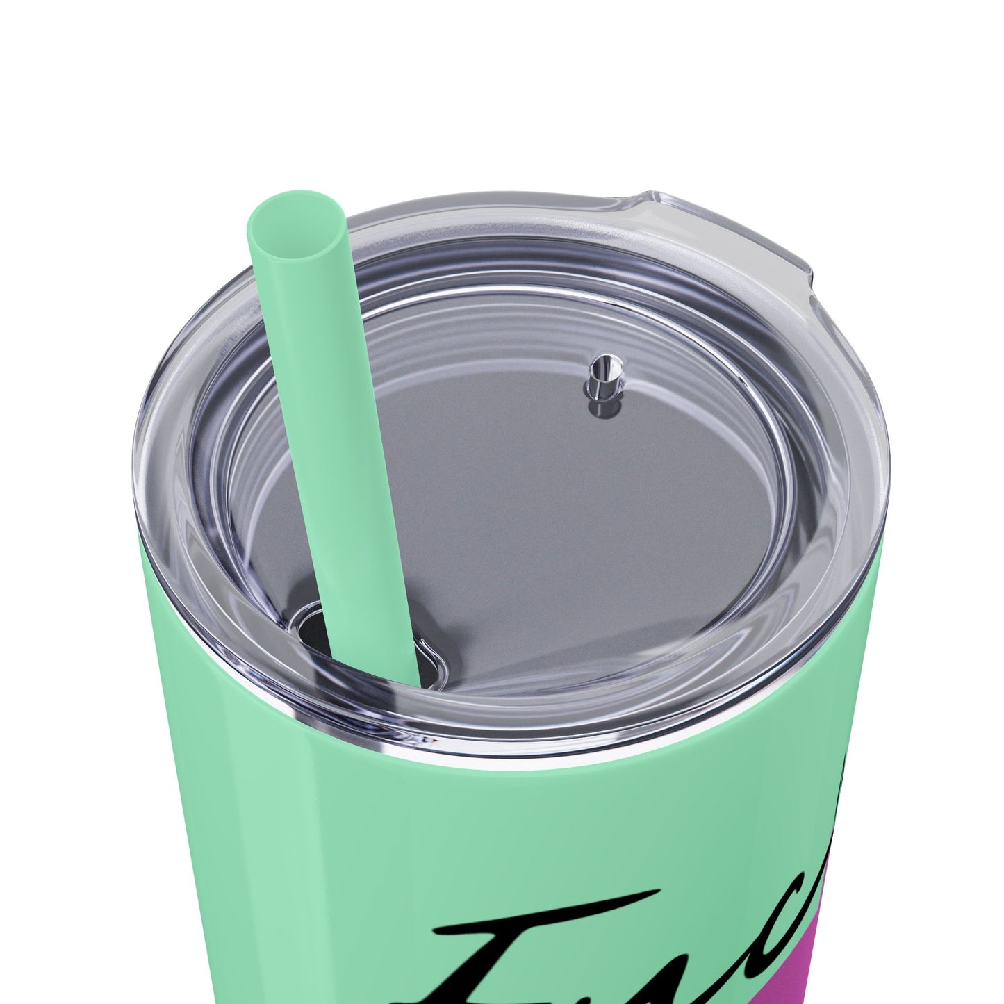 Funny 20oz Skinny Tumbler with Straw - "Fuck You" Design