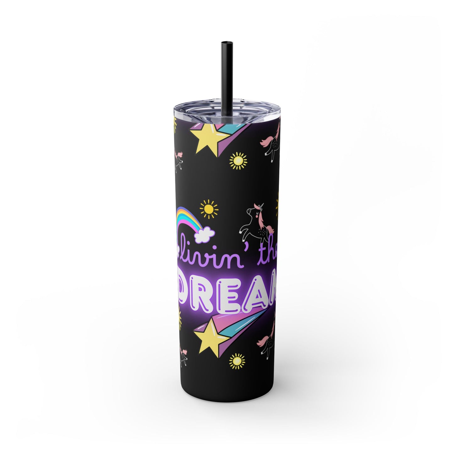 Living the Dream Skinny Tumbler with Straw - 20oz Inspirational Drinkware funny gift for nurses, EMT’s, paramedics, teachers