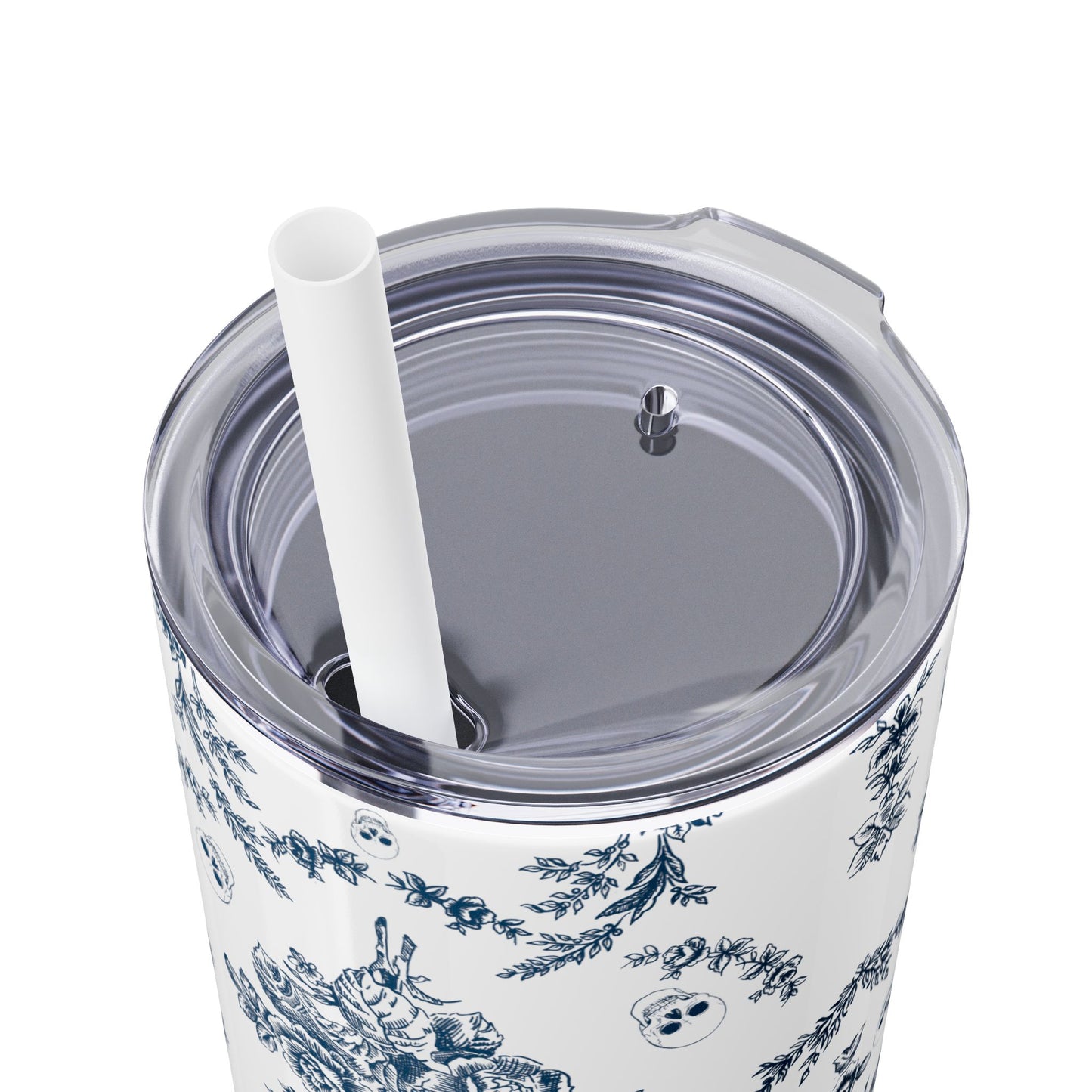 Old Money Halloween Floral Skinny Tumbler with Straw, 20oz | Perfect for Coffee, Tea, Smoothies, Eco-Friendly Drinkware, Gift Idea