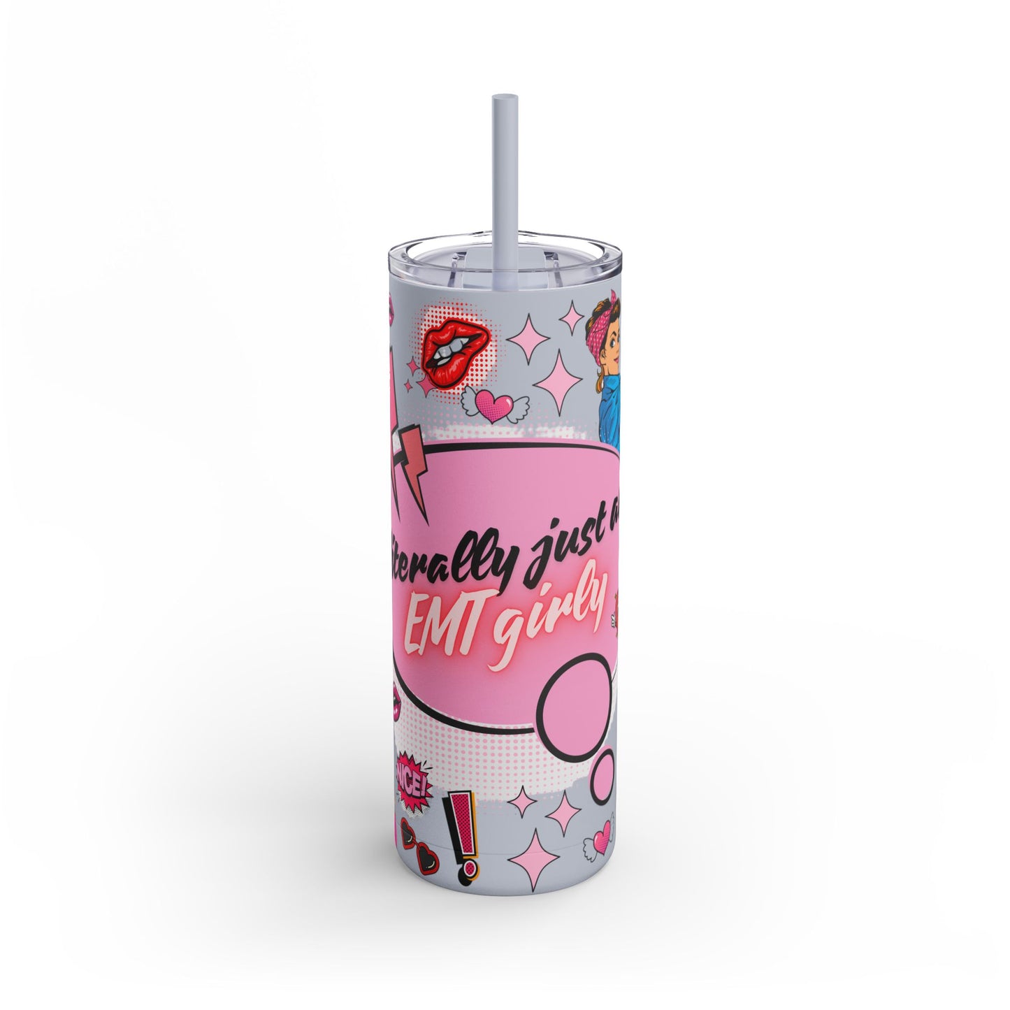 EMT Girly Skinny Tumbler - 20oz Matte Drinkware for Medical Professionals