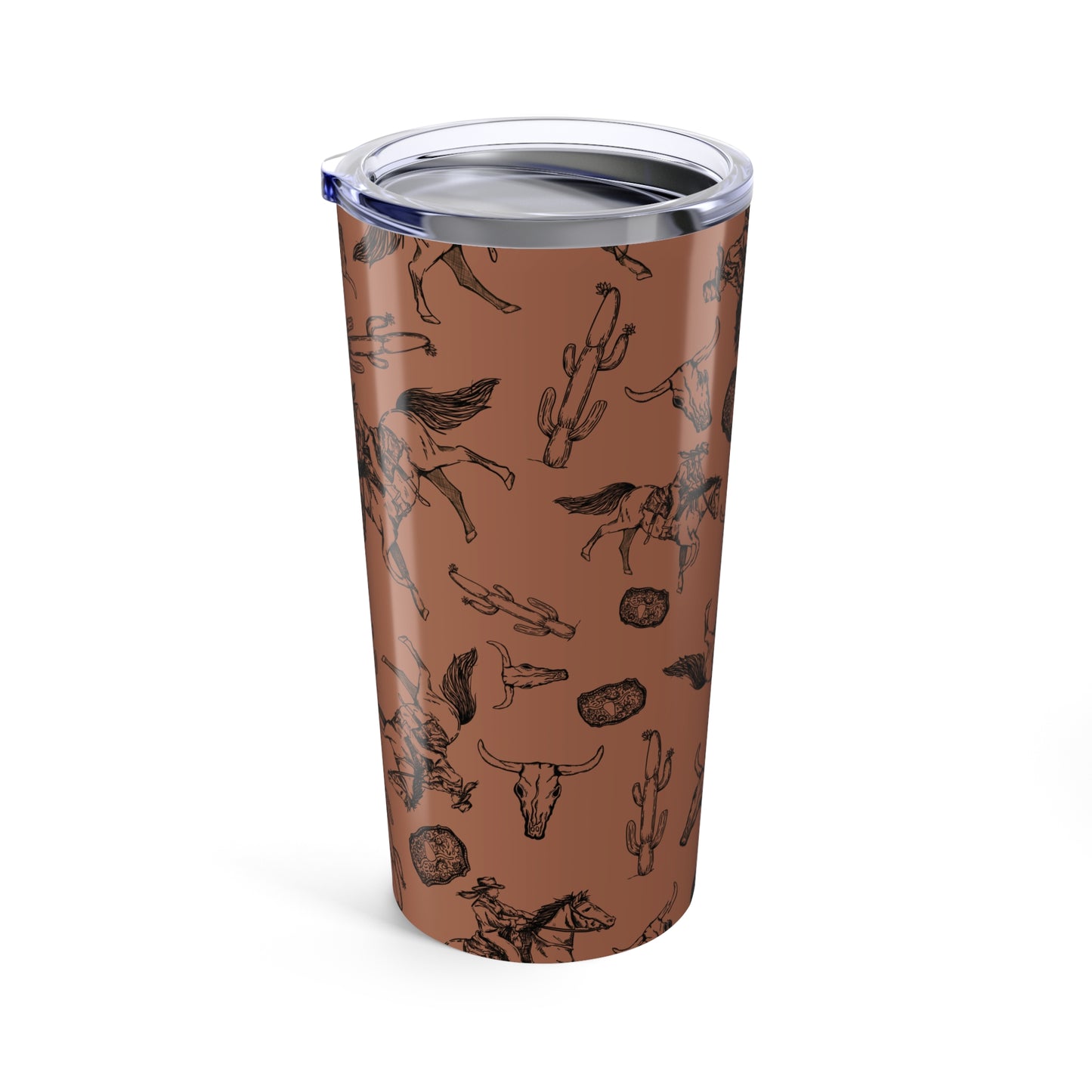 Western Cowboy Tumbler 20oz - Rustic Horse Design, Adventure Lover's Travel Mug