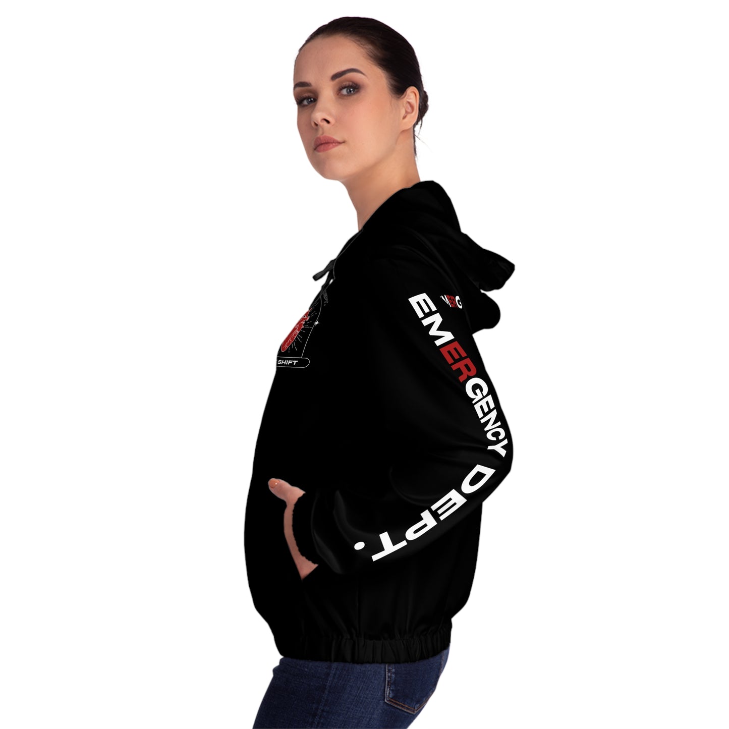 Emergency Department Women's Full-Zip Hoodie, Casual Layering Jacket, Comfortable Sportswear, Gifts for Nurses, Health Worker Apparel