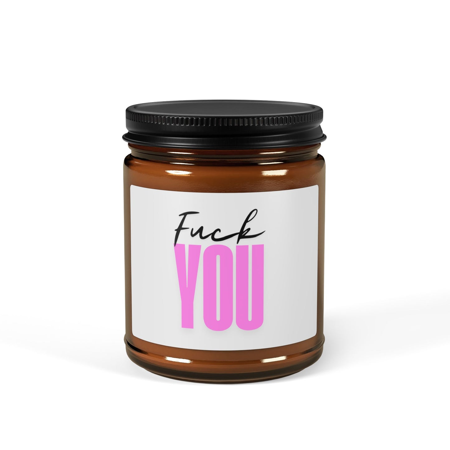 Scented Soy Candle - 'Fuck You' Amber Jar, Perfect Gift for Friends & Sassy Occasions