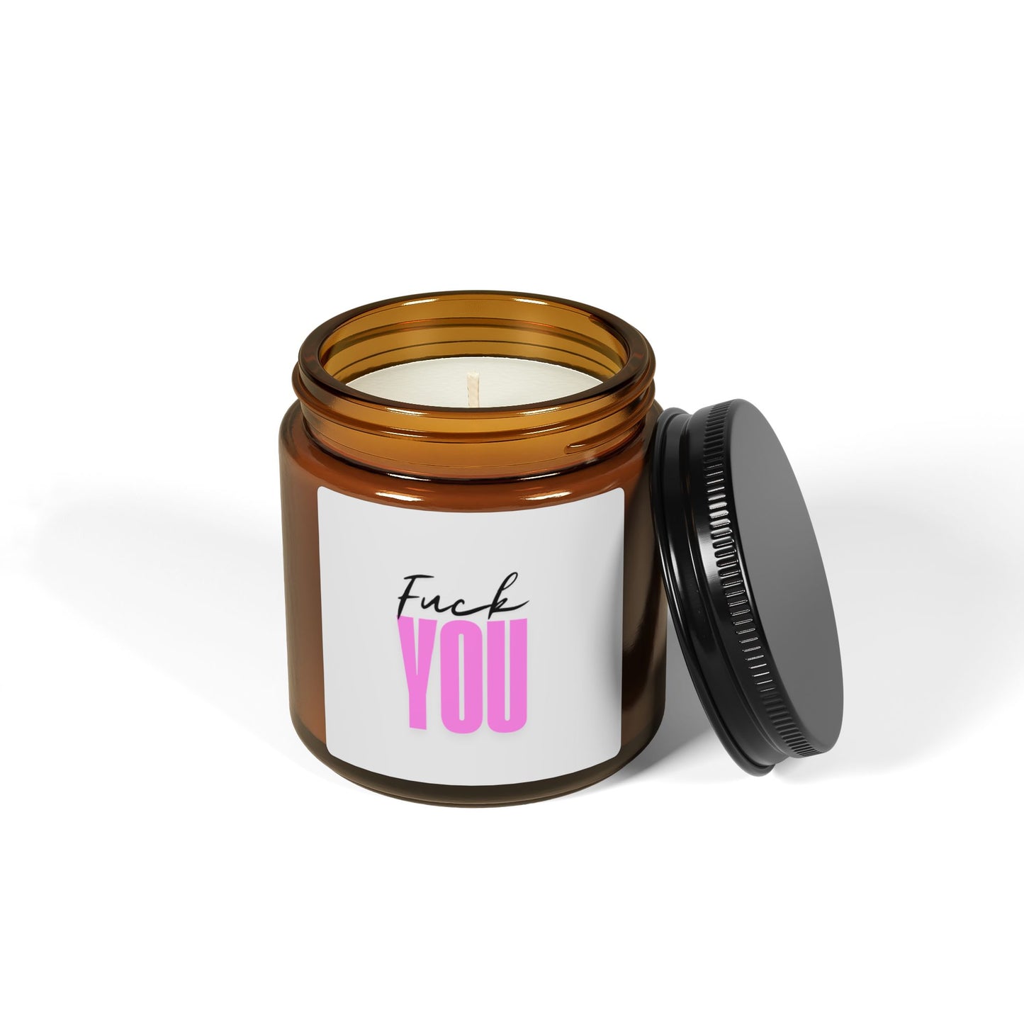 Scented Soy Candle - 'Fuck You' Amber Jar, Perfect Gift for Friends & Sassy Occasions