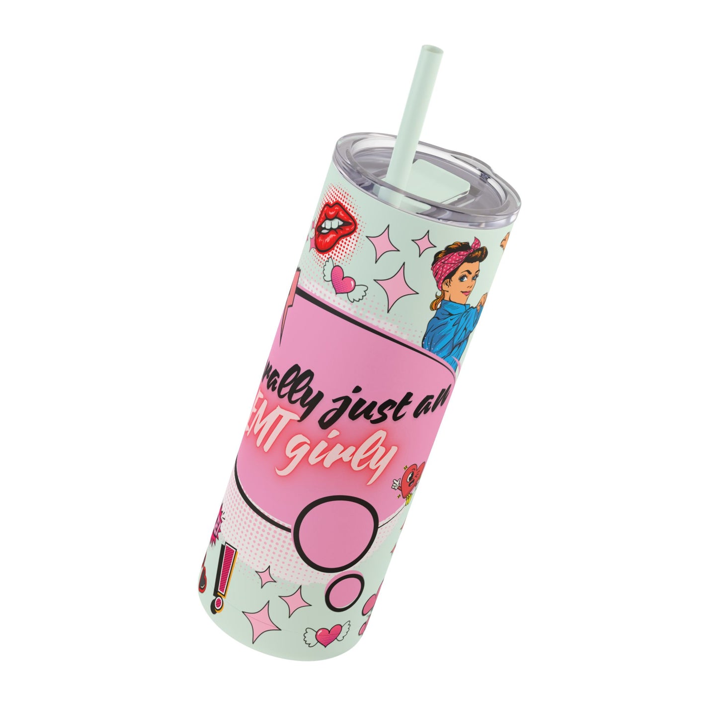 EMT Girly Skinny Tumbler - 20oz Matte Drinkware for Medical Professionals
