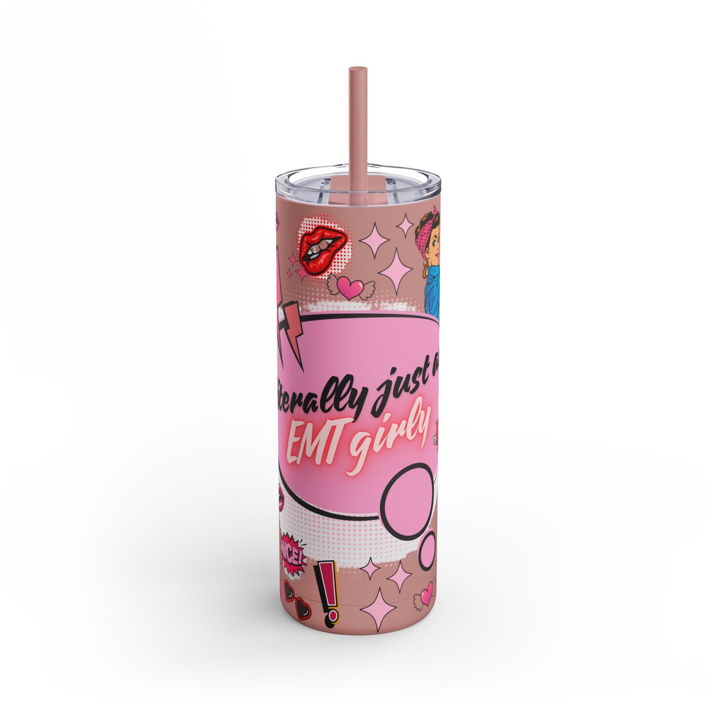 EMT Girly Skinny Tumbler - 20oz Matte Drinkware for Medical Professionals