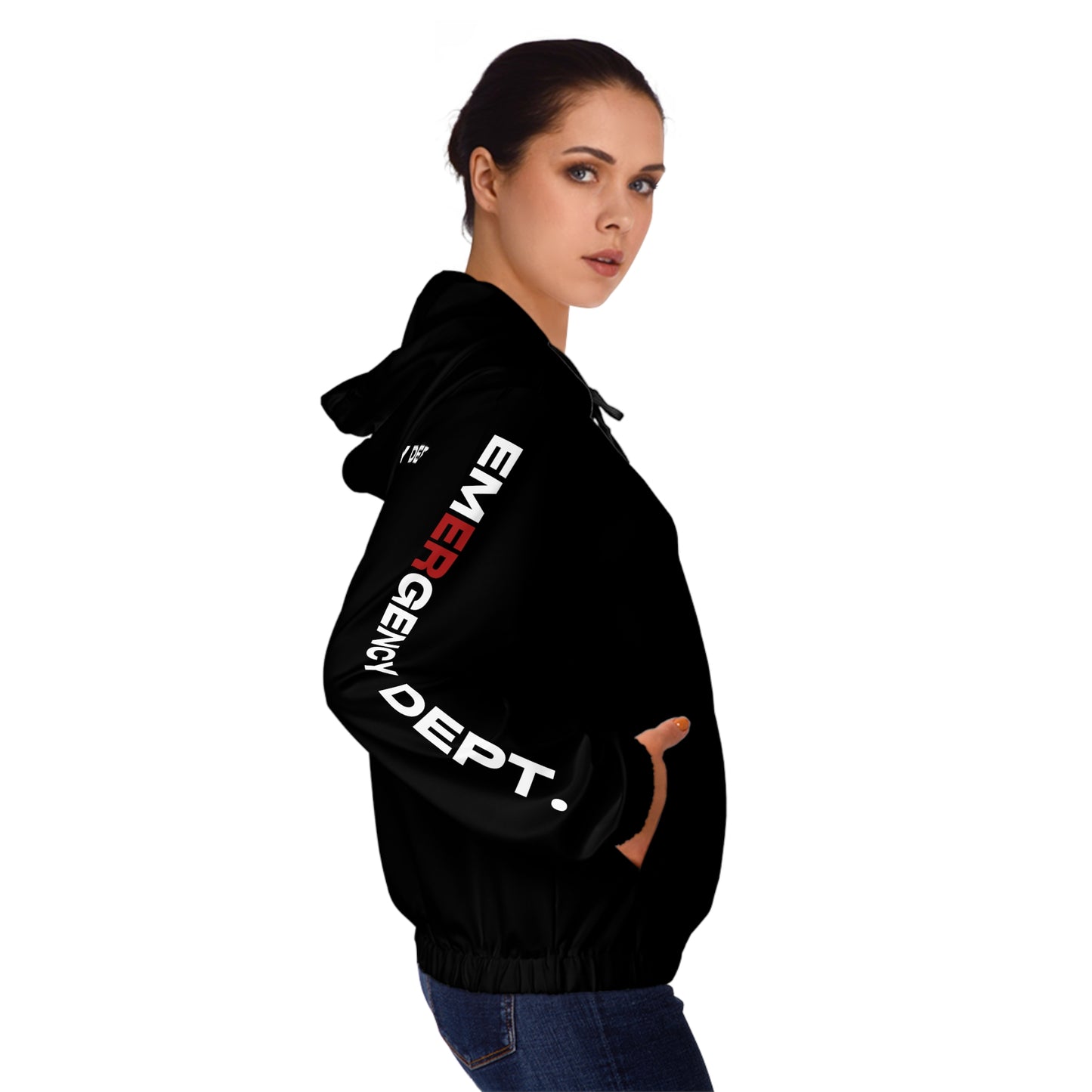 Emergency Department Women's Full-Zip Hoodie, Casual Layering Jacket, Comfortable Sportswear, Gifts for Nurses, Health Worker Apparel