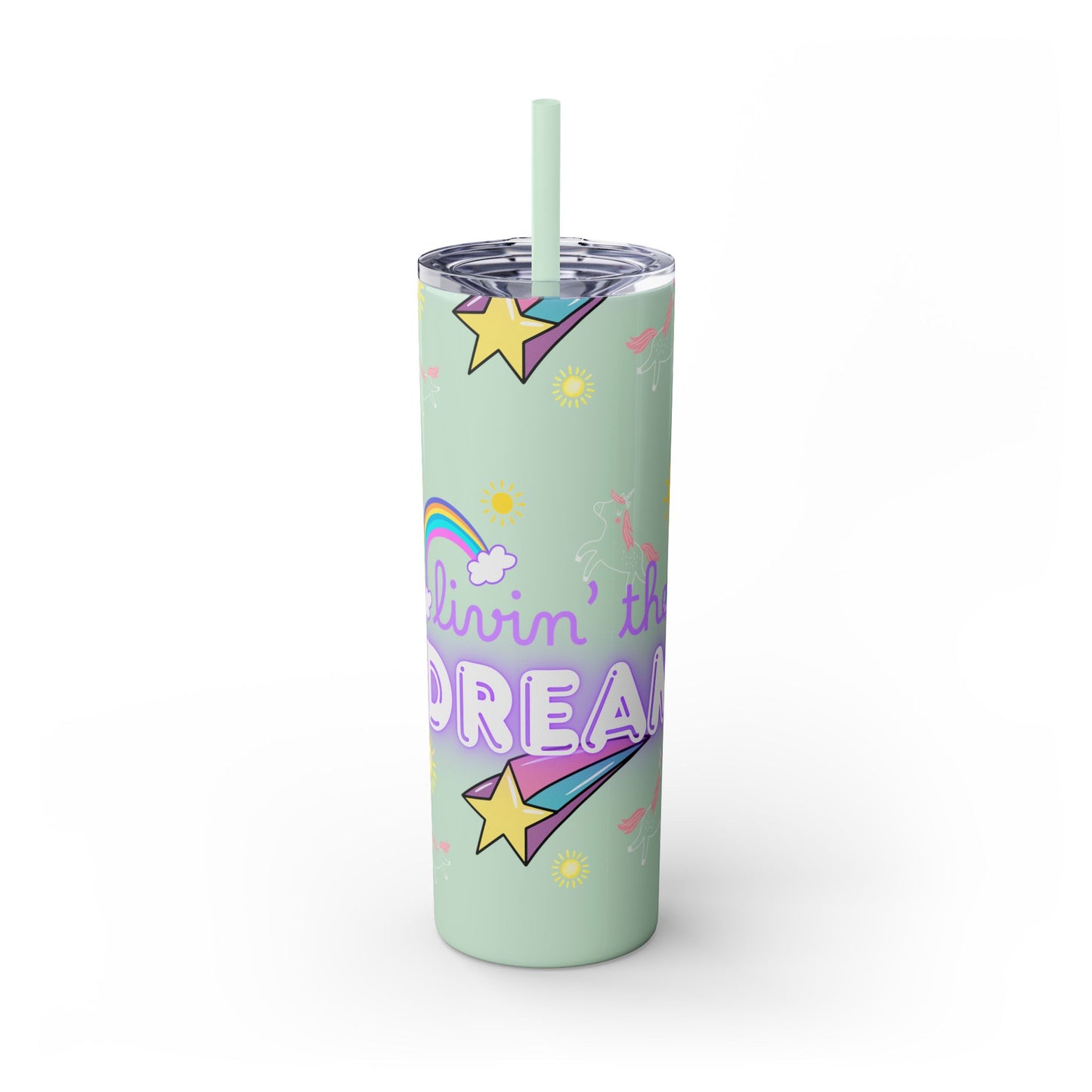 Living the Dream Skinny Tumbler with Straw - 20oz Inspirational Drinkware funny gift for nurses, EMT’s, paramedics, teachers
