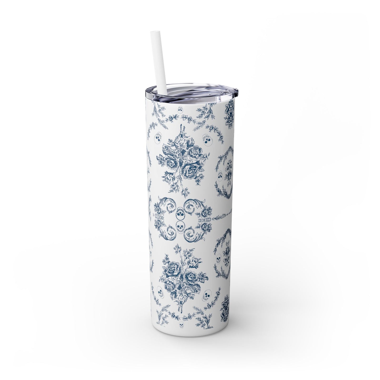 Old Money Halloween Floral Skinny Tumbler with Straw, 20oz | Perfect for Coffee, Tea, Smoothies, Eco-Friendly Drinkware, Gift Idea