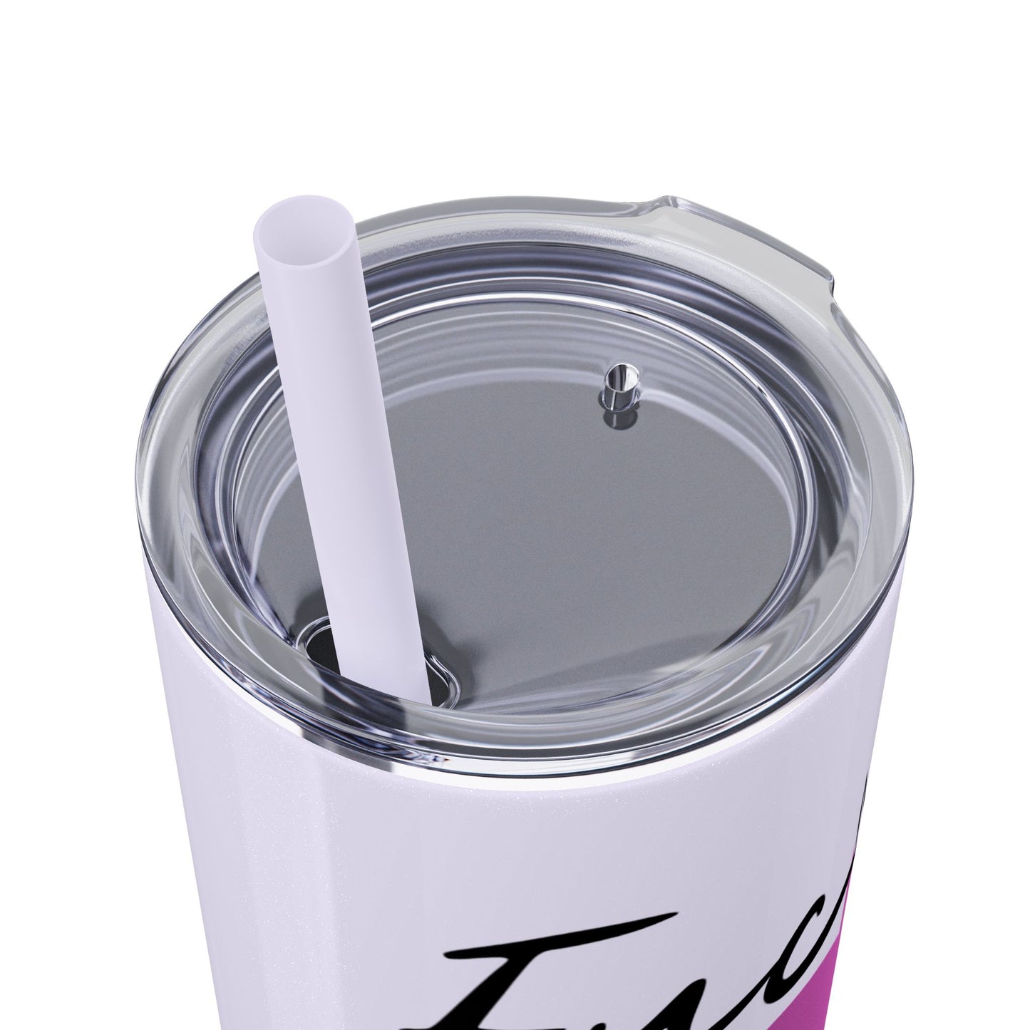 Funny 20oz Skinny Tumbler with Straw - "Fuck You" Design