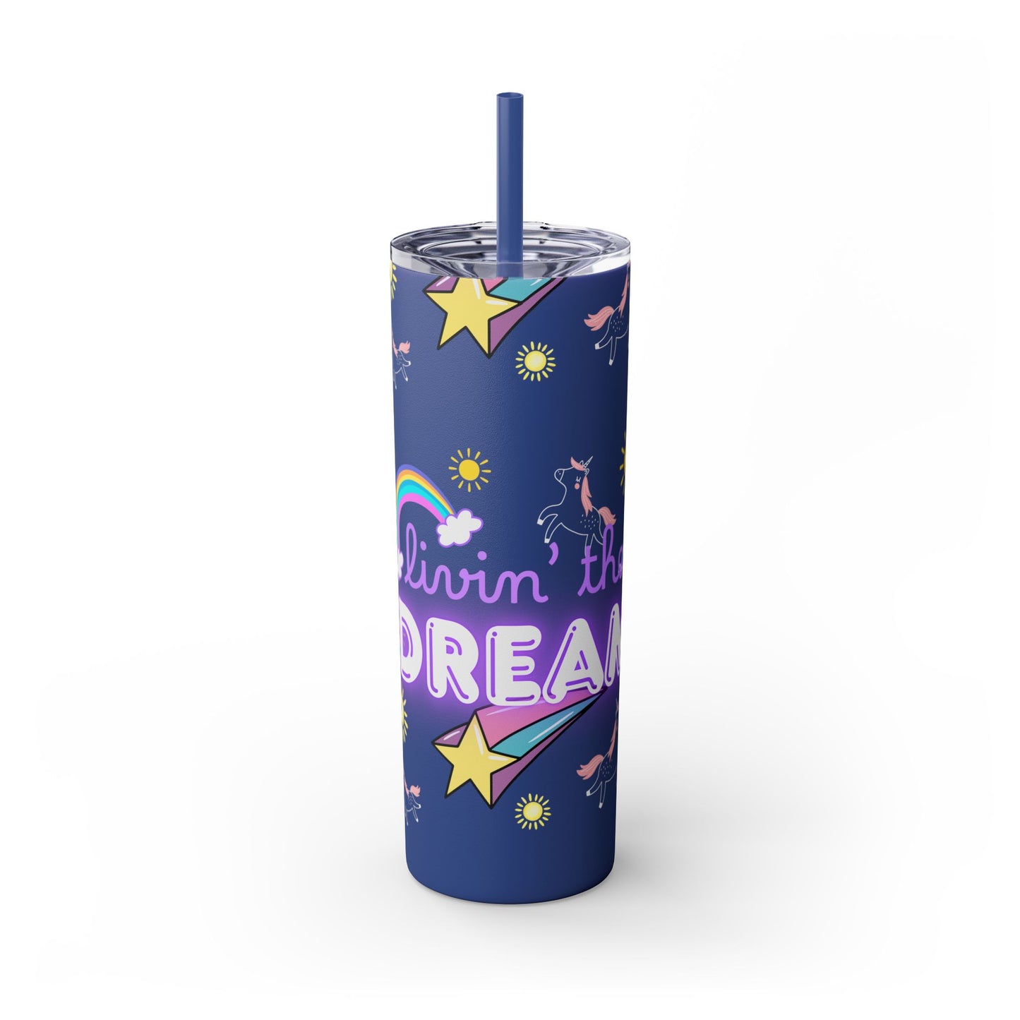 Living the Dream Skinny Tumbler with Straw - 20oz Inspirational Drinkware funny gift for nurses, EMT’s, paramedics, teachers