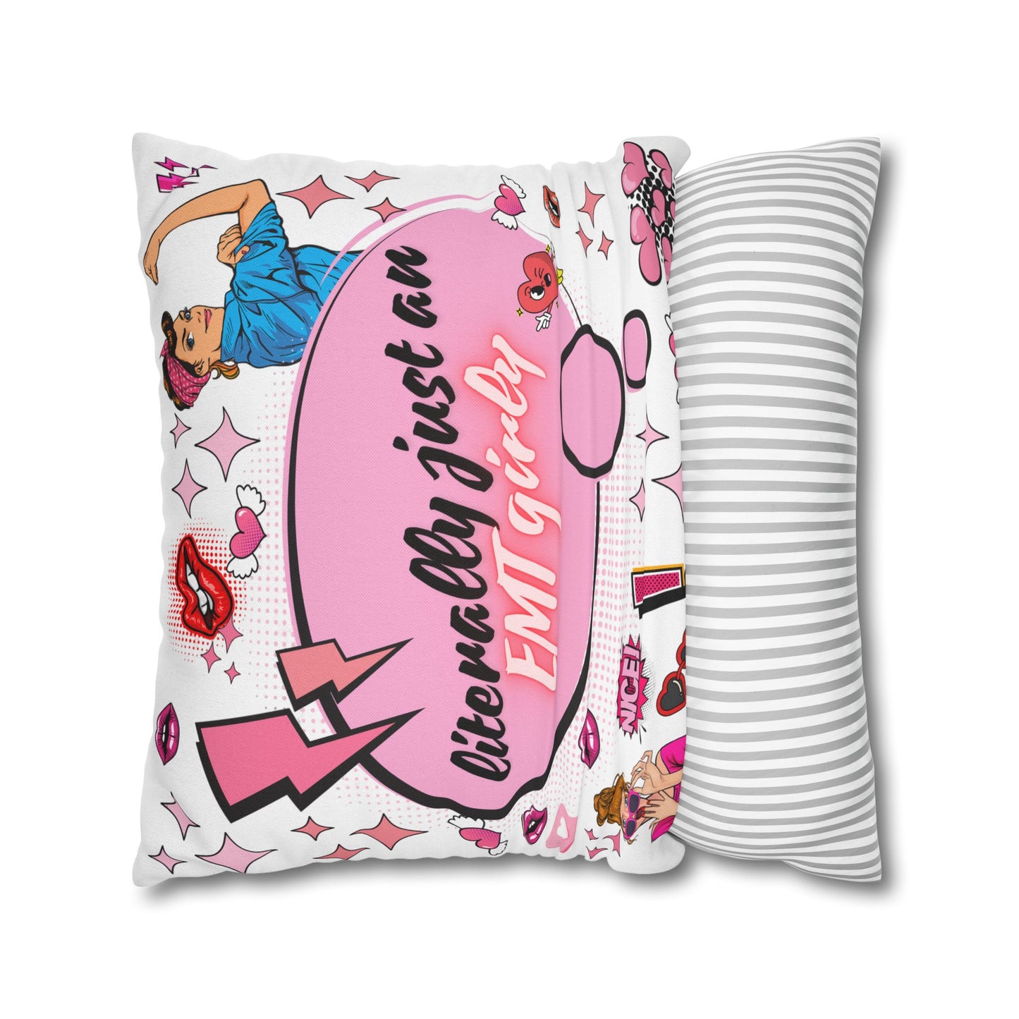Literally Just an EMT Girly Pillowcase, Fun Decor, Gift for EMTs, Hospital Decor, Nursing Home Accent, Quirky Home Decor