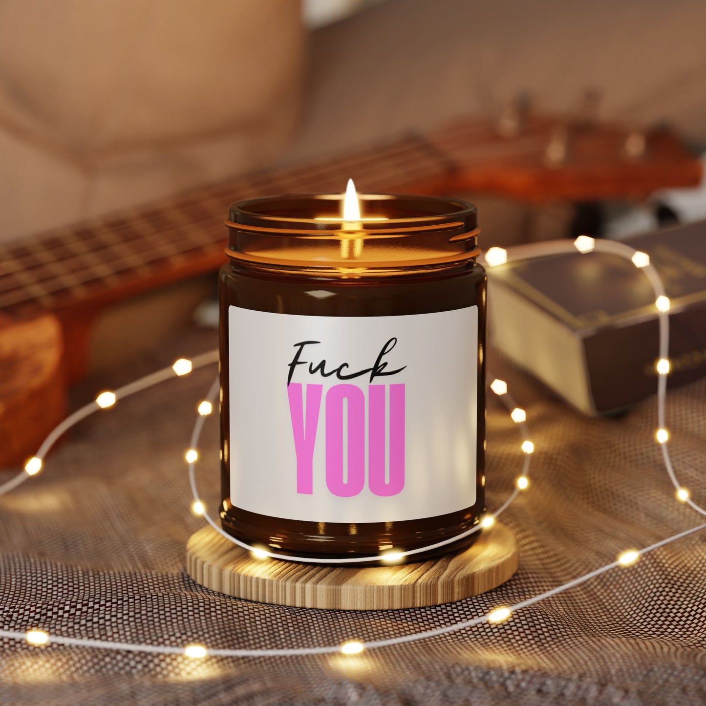 Scented Soy Candle - 'Fuck You' Amber Jar, Perfect Gift for Friends & Sassy Occasions