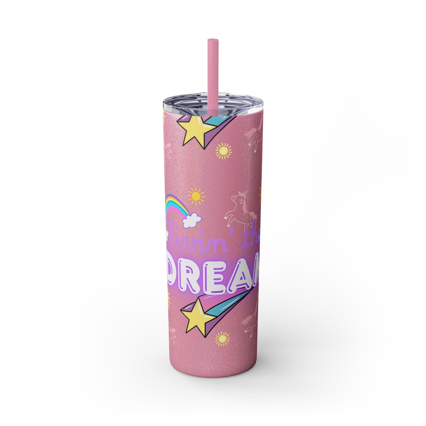 Living the Dream Skinny Tumbler with Straw - 20oz Inspirational Drinkware funny gift for nurses, EMT’s, paramedics, teachers