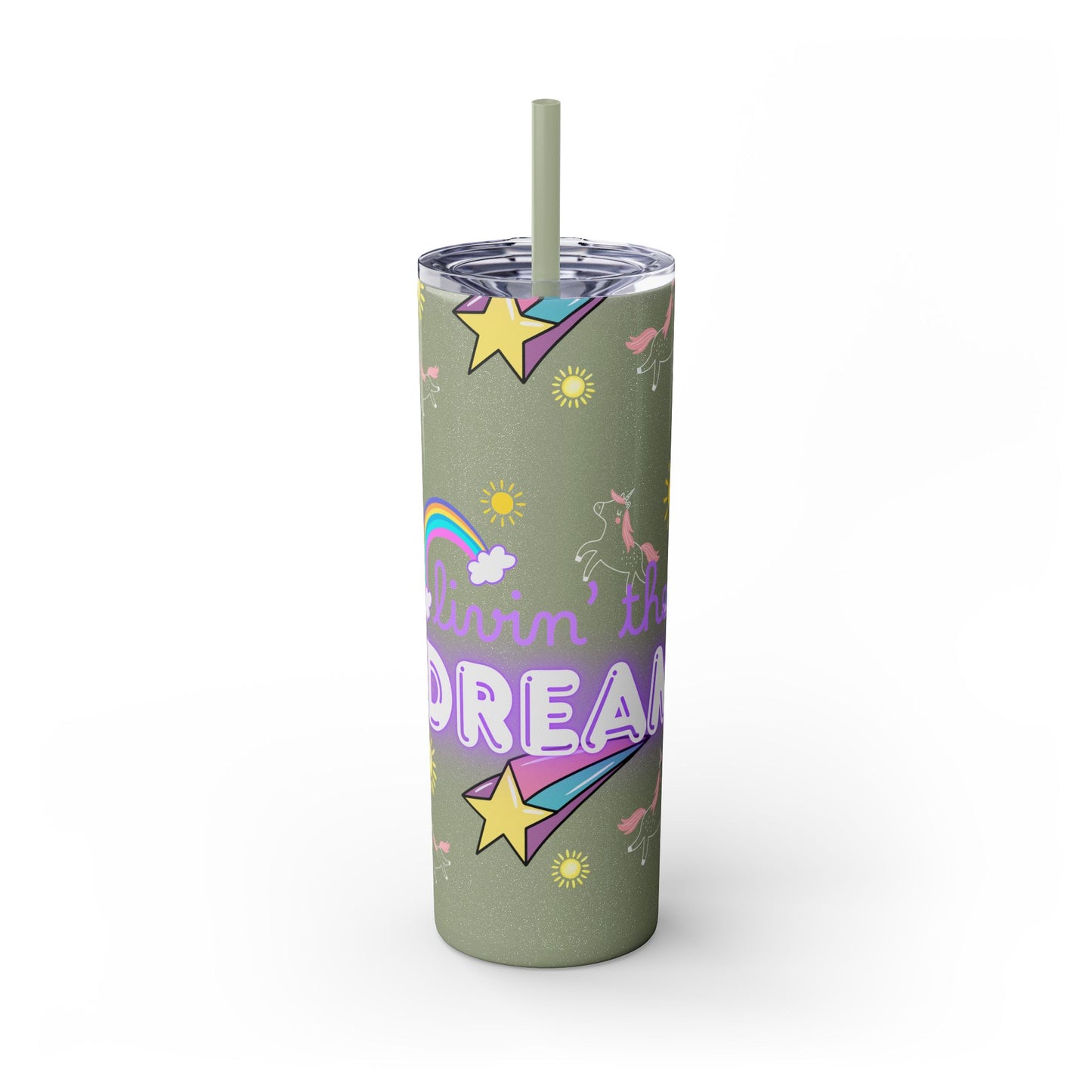 Living the Dream Skinny Tumbler with Straw - 20oz Inspirational Drinkware funny gift for nurses, EMT’s, paramedics, teachers